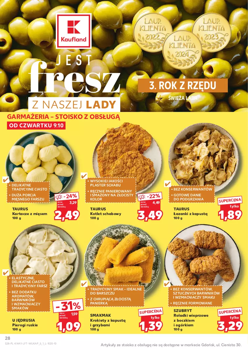 Gazetka promocyjna Kaufland - Gazetka tygodnia - ważna 09.10 do 15.10.2025 - strona 28 - produkty: Fa, Kapustą, Kotlet, Krokiety, Pierogi, Por, Ser, Sok, Szubryt