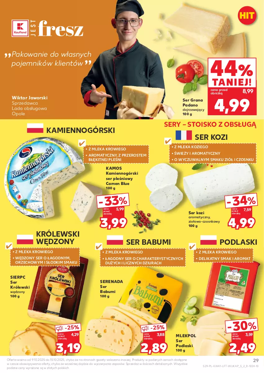 Gazetka promocyjna Kaufland - Gazetka tygodnia - ważna 09.10 do 15.10.2025 - strona 29 - produkty: Gra, KaMos, Królewski, Podlaski, Pojemnik, Ser, Ser kozi, Ser pleśniowy
