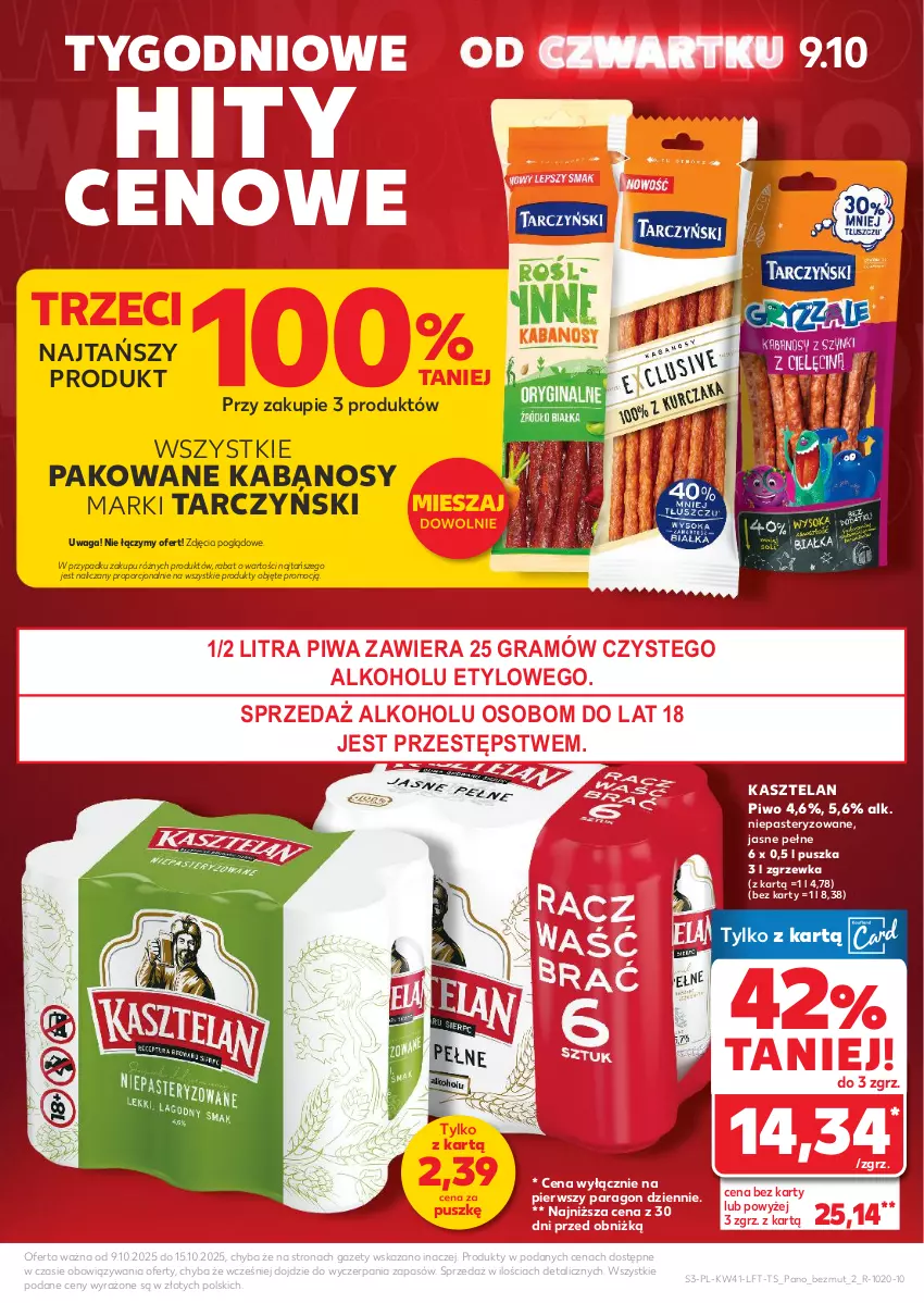 Gazetka promocyjna Kaufland - Gazetka tygodnia - ważna 09.10 do 15.10.2025 - strona 3 - produkty: Gra, Kabanos, Kasztelan, Piwa, Piwo, Por, Tarczyński, Waga