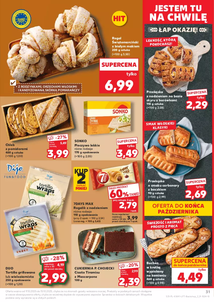 Gazetka promocyjna Kaufland - Gazetka tygodnia - ważna 09.10 do 15.10.2025 - strona 31 - produkty: Borówka, Chleb, Cukier, Grill, Koc, Mascarpone, Piec, Pieczywo, Rogal, Sonko, Tortilla