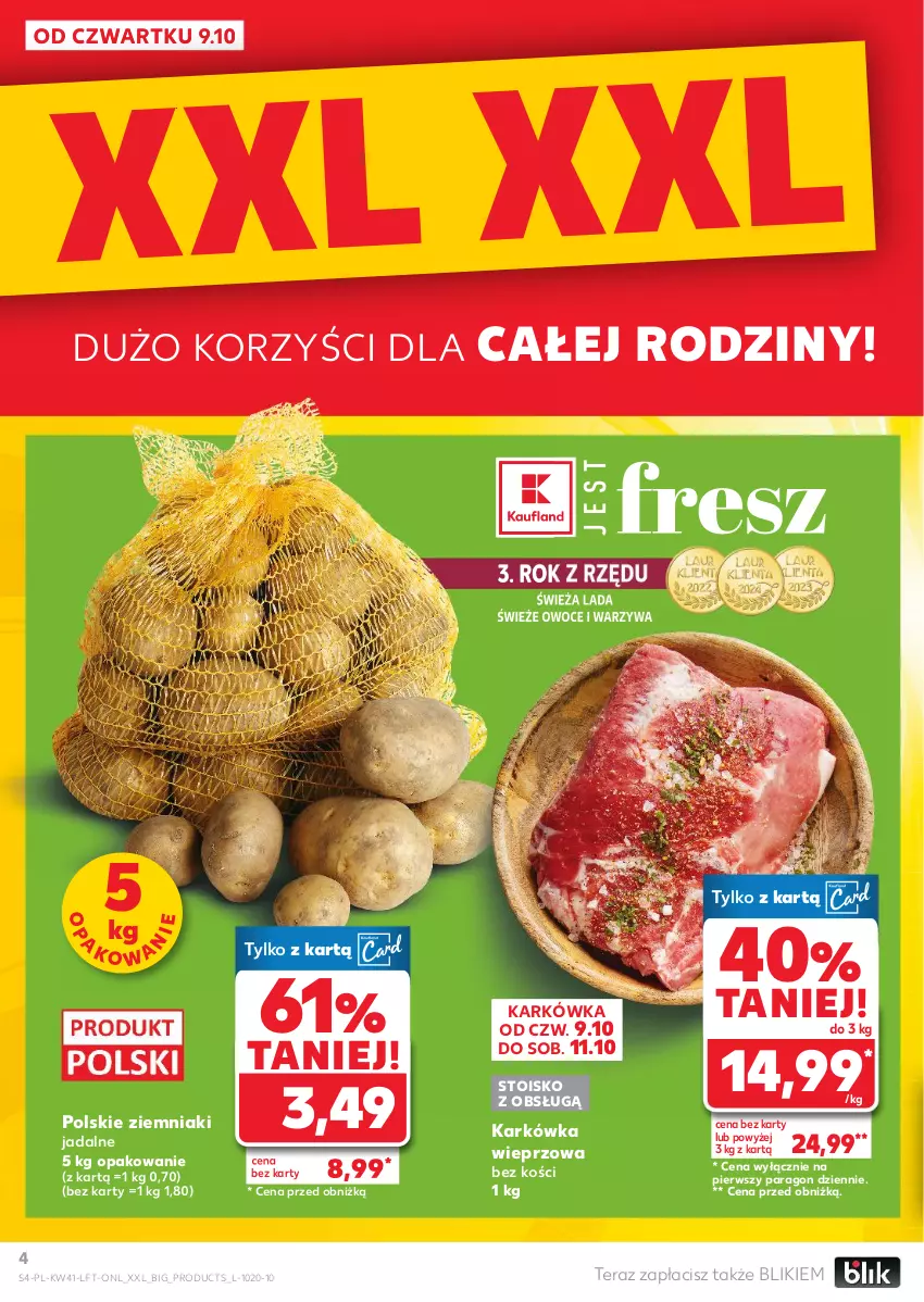 Gazetka promocyjna Kaufland - Gazetka tygodnia - ważna 09.10 do 15.10.2025 - strona 4 - produkty: Karkówka wieprzowa, Owoce, Tera, Warzywa, Ziemniaki