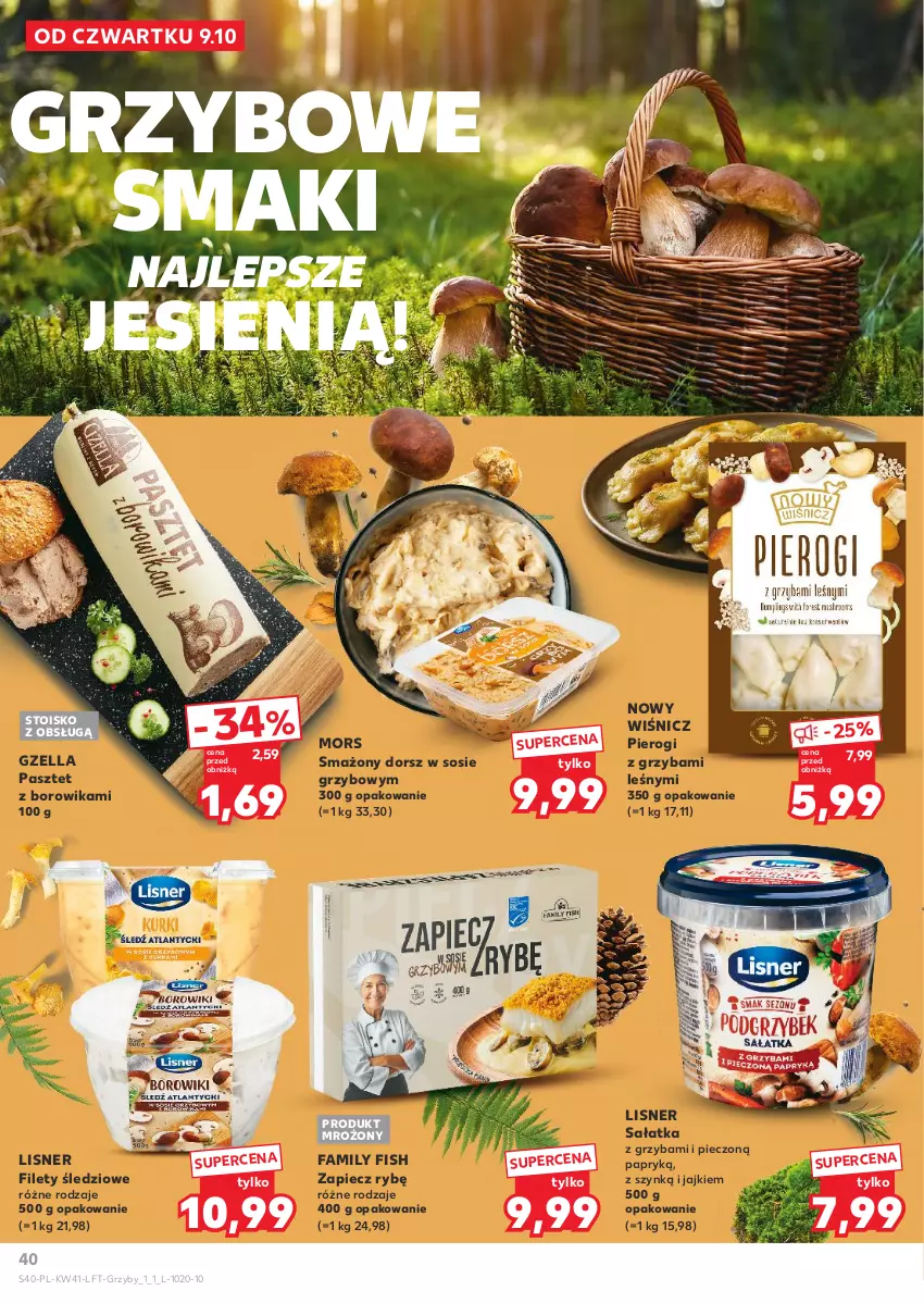 Gazetka promocyjna Kaufland - Gazetka tygodnia - ważna 09.10 do 15.10.2025 - strona 40 - produkty: Dorsz, Fa, Grzyby, Lisner, Pasztet, Piec, Pierogi, Sałat, Sałatka, Sos
