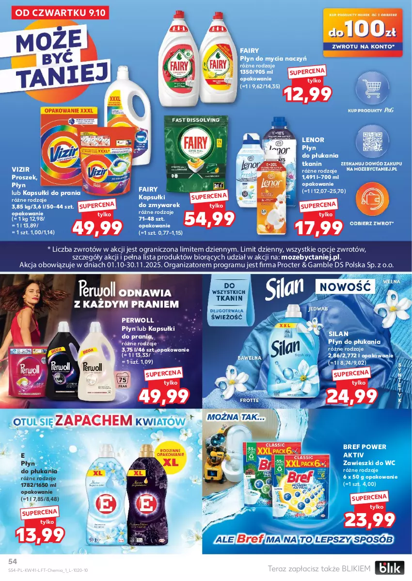 Gazetka promocyjna Kaufland - Gazetka tygodnia - ważna 09.10 do 15.10.2025 - strona 54 - produkty: Bref, Do mycia naczyń, Fa, Fairy, Gra, Kapsułki do prania, Lenor, Perwoll, Płyn do mycia, Płyn do mycia naczyń, Płyn do płukania, Silan, Tera, Vizir, Zawieszki