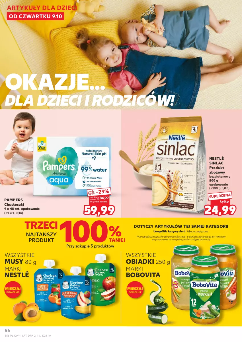 Gazetka promocyjna Kaufland - Gazetka tygodnia - ważna 09.10 do 15.10.2025 - strona 56 - produkty: BoboVita, Chusteczki, Dzieci, Mus, Nestlé, Pampers, Por, Sinlac, Waga