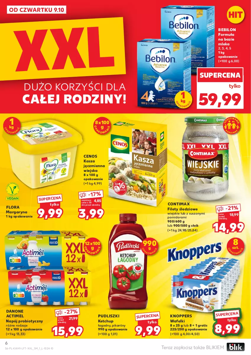 Gazetka promocyjna Kaufland - Gazetka tygodnia - ważna 09.10 do 15.10.2025 - strona 6 - produkty: Actimel, BEBILON, Cenos, Danone, Flora, Gra, Kasza, Kasza jęczmienna, Ketchup, Knoppers, Margaryna, Napój, Pudliszki, Tera