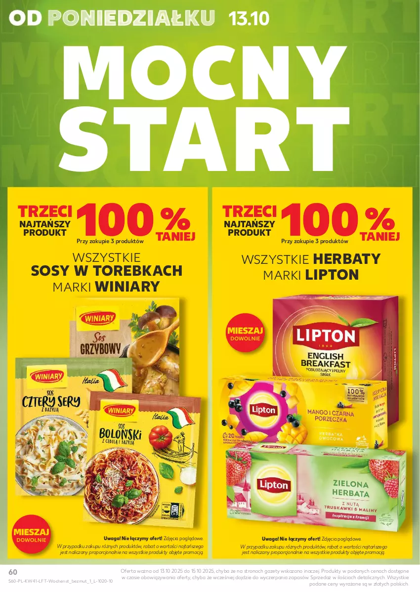 Gazetka promocyjna Kaufland - Gazetka tygodnia - ważna 09.10 do 15.10.2025 - strona 60 - produkty: Lipton, Por, Sos, Torebka, Waga, Winiary