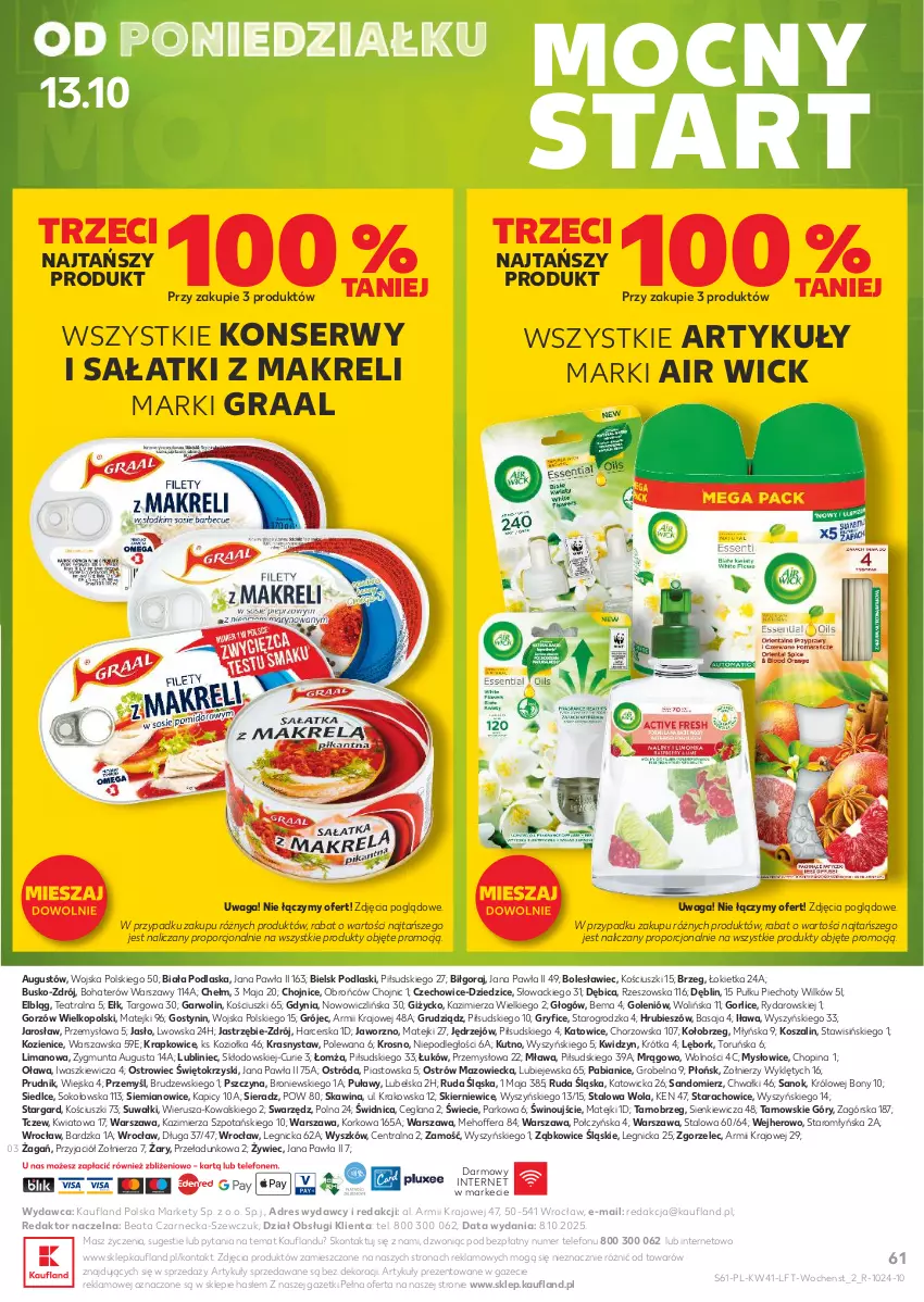 Gazetka promocyjna Kaufland - Gazetka tygodnia - ważna 09.10 do 15.10.2025 - strona 61 - produkty: Air Wick, BIC, Dres, Gra, Graal, Gry, Kosz, LANA, Piast, Piec, Podlaski, Por, Sałat, Ser, Sok, Szal, Telefon, Waga, Wino