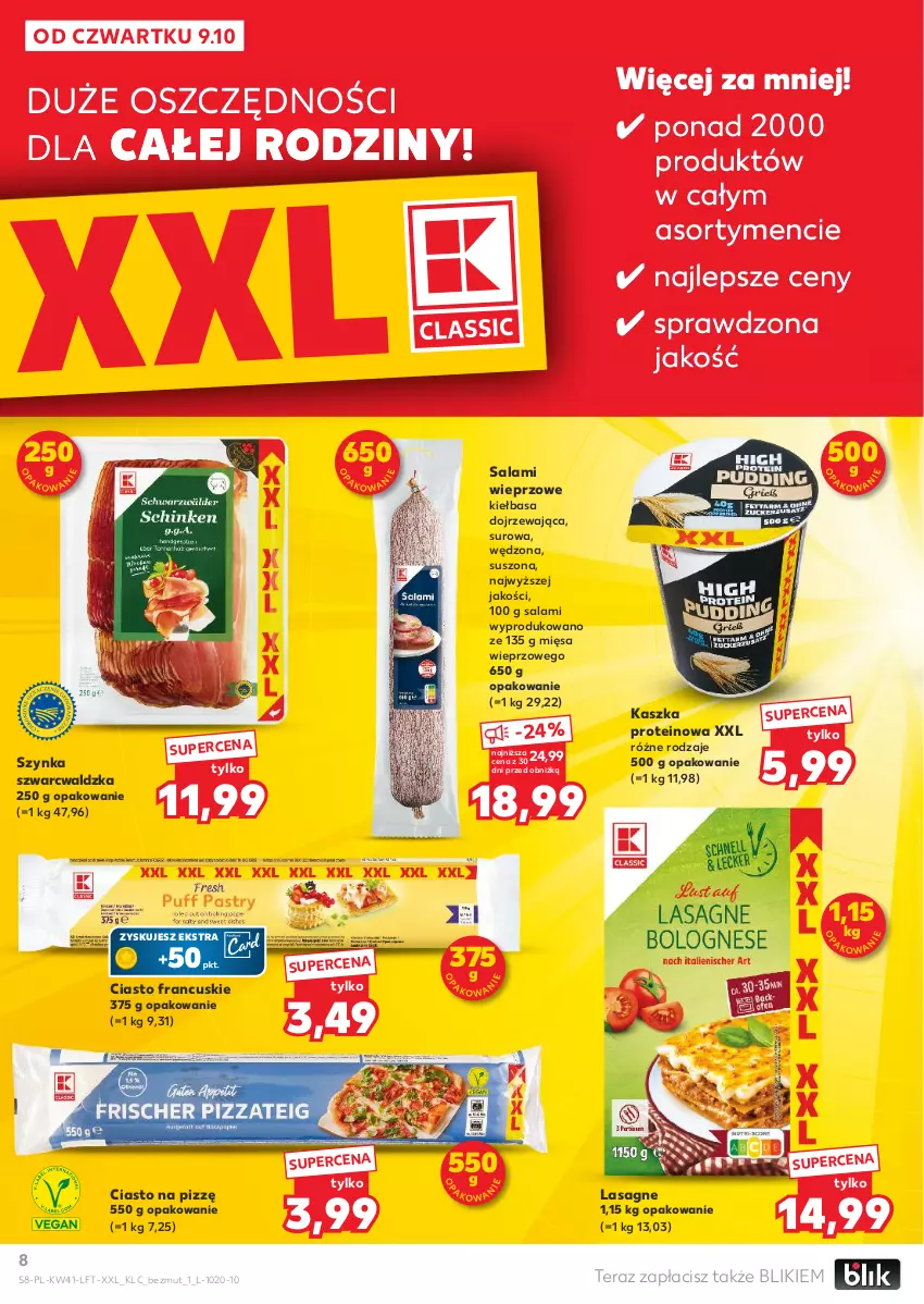Gazetka promocyjna Kaufland - Gazetka tygodnia - ważna 09.10 do 15.10.2025 - strona 8 - produkty: Ciasto francuskie, Kiełbasa, Lasagne, Salami, Szynka, Tera