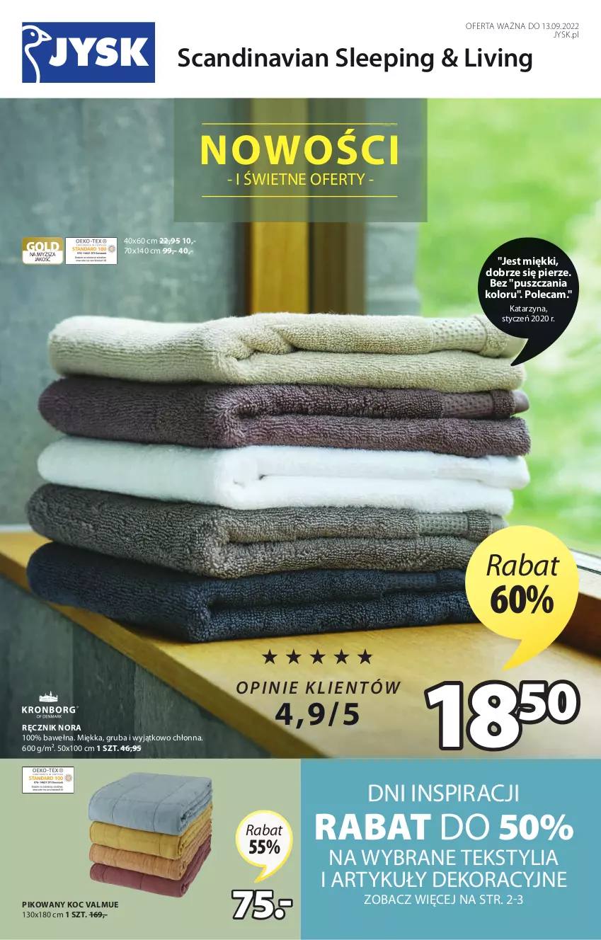 Gazetka promocyjna Jysk - Oferta tygodnia - ważna 31.08 do 13.09.2022 - strona 2 - produkty: Koc, Ręcznik, Wełna