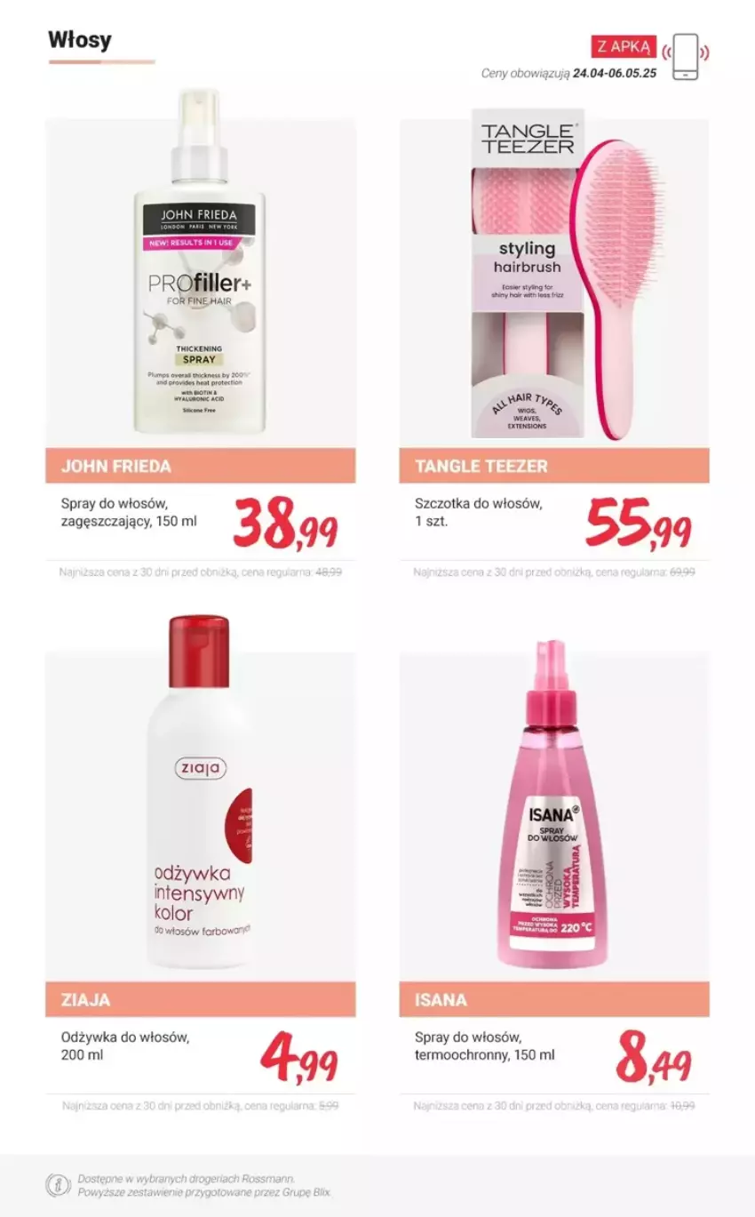 Gazetka promocyjna Rossmann - ważna 27.04 do 03.05.2025 - strona 2 - produkty: Fa, John frieda, Odżywka, Szczotka, Szczotka do włosów, Tangle Teezer, Ziaja