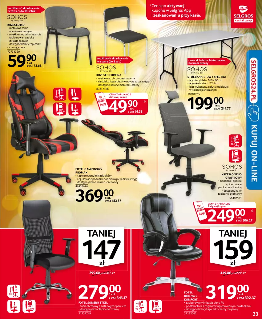 Gazetka promocyjna Selgros - Oferta przemysłowa - ważna 22.07 do 04.07.2021 - strona 33 - produkty: Biuro, Fotel, Fotel gamingowy, Gra, Krzesło, Lakier, LG, Rama, Siedzisko, Sok, Stół