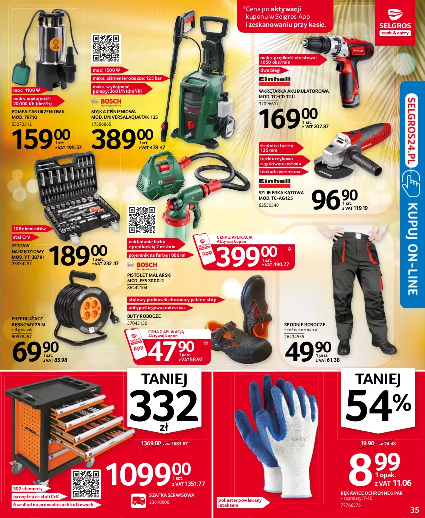 Gazetka promocyjna Selgros - Oferta przemysłowa - ważna 22.07 do 04.07.2021 - strona 35 - produkty: Akumulator, Buty, Buty robocze, Fa, LG, Myjka ciśnieniowa, Pistolet, Pojemnik, Rękawice, Rękawice ochronne, Ser, Spodnie, Szafka, Szlifierka, Szlifierka kątowa, Tarka, Wkręt, Wkrętarka, Zestaw narzędzi