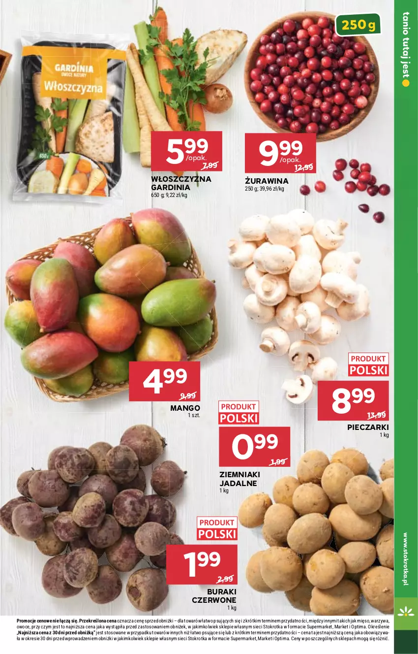 Gazetka promocyjna Stokrotka - Supermarket - ważna 08.10 do 14.10.2026 - strona 15 - produkty: Buraki, Mango, Mięso, Optima, Owoce, Piec, Warzywa, Ziemniaki