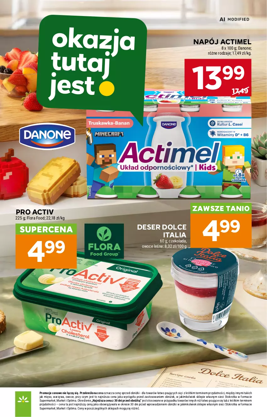 Gazetka promocyjna Stokrotka - Supermarket - ważna 08.10 do 14.10.2026 - strona 26 - produkty: Actimel, Czekolada, Danone, Deser, Flora, Mięso, Napój, Optima, Owoce, Ser, Warzywa