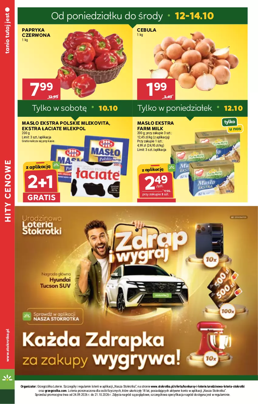 Gazetka promocyjna Stokrotka - Supermarket - ważna 08.10 do 14.10.2026 - strona 6 - produkty: Cebula, Fa, Farm Milk, Gra, Masło, Mleko, Mlekovita, Papryka, Papryka czerwona