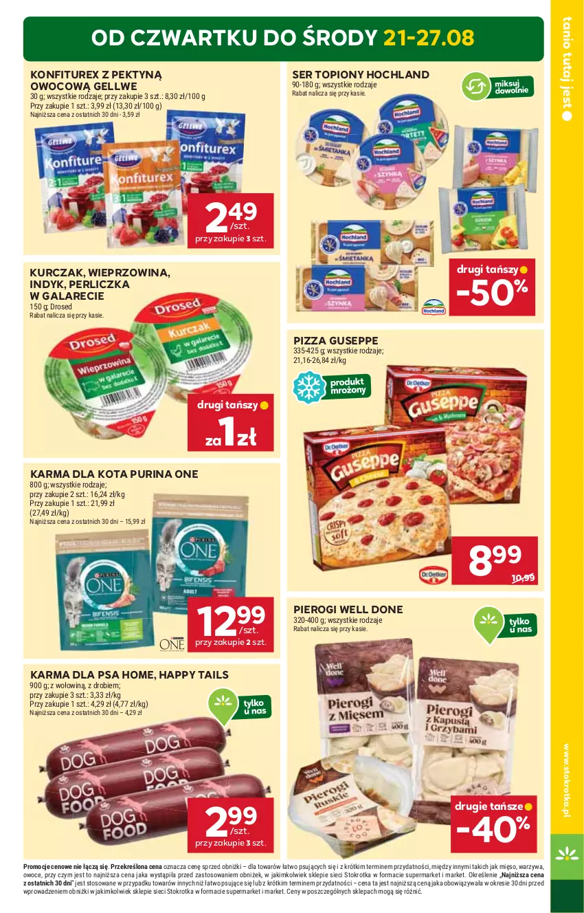 Gazetka promocyjna Stokrotka - Supermarket - ważna 21.08 do 27.08.2025 - strona 3 - produkty: Gala, Hochland, Kurczak, Mięso, Owoce, Perliczka, Pierogi, Pizza, Pur, Purina, Ser, Ser topiony, Top, Warzywa, Wieprzowina