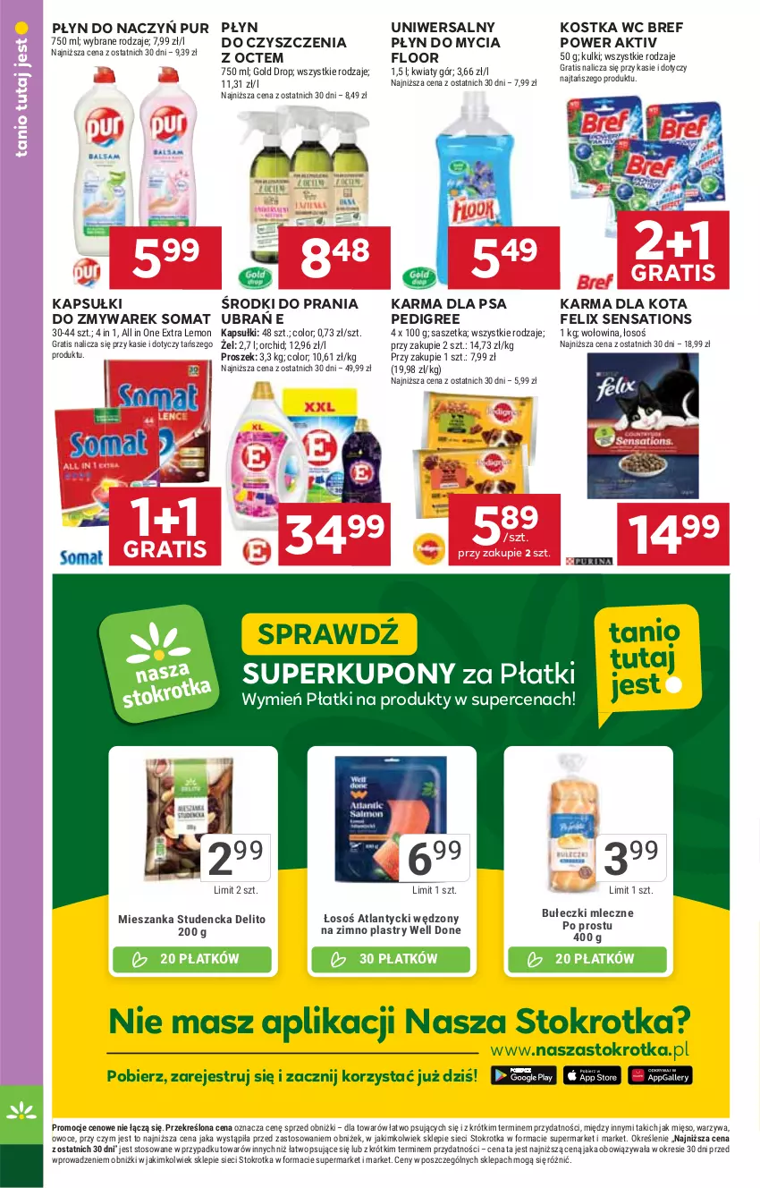 Gazetka promocyjna Stokrotka - Supermarket - ważna 21.08 do 27.08.2025 - strona 40 - produkty: Bref, Bułeczki, Bułeczki mleczne, Felix, Gra, Mięso, Mieszanka studencka, Owoce, Pedigree, Płyn do mycia, Pur, Sati, Somat, Warzywa, Wołowina