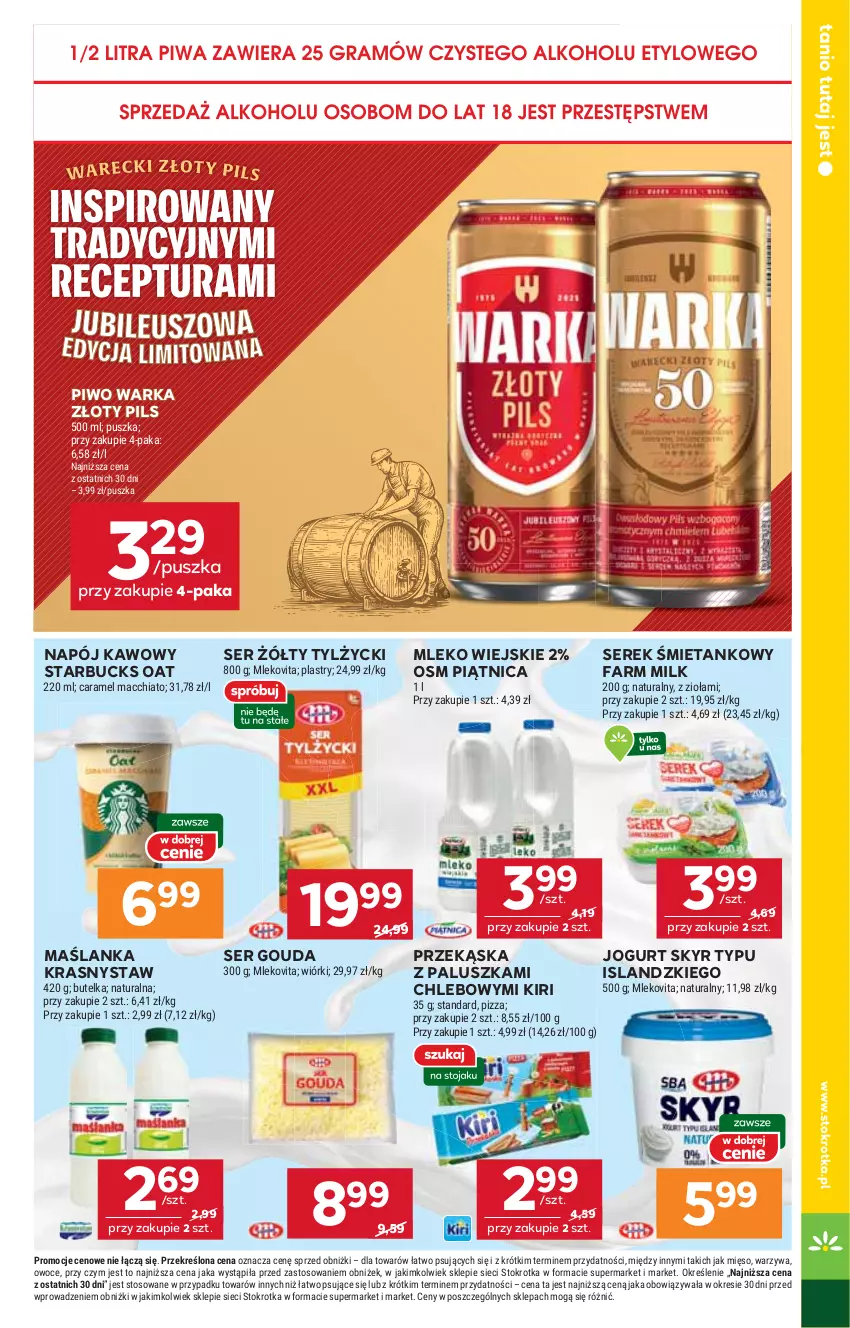 Gazetka promocyjna Stokrotka - Supermarket - ważna 21.08 do 27.08.2025 - strona 5 - produkty: Chia, Chleb, Fa, Farm Milk, Gouda, Isla, Jogurt, Maślanka, Mięso, Mleko, Mlekovita, Napój, Owoce, Piątnica, Piwo, Pizza, Ser, Serek, Warka, Warzywa