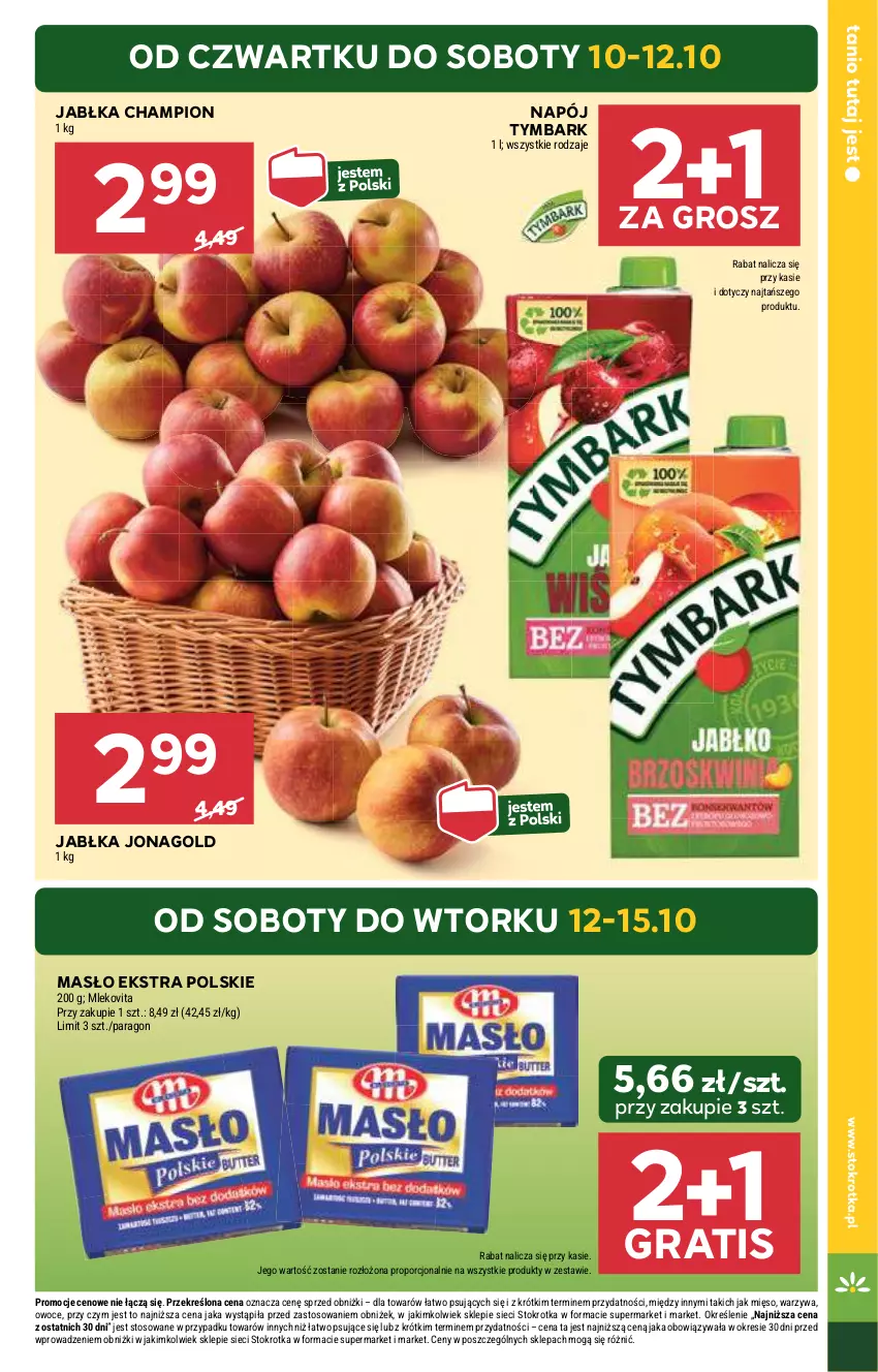 Gazetka promocyjna Stokrotka - Supermarket - ważna 10.10 do 16.10.2024 - strona 3 - produkty: Gra, Jabłka, Jonagold, Masło, Mięso, Mleko, Mlekovita, Napój, Owoce, Por, Tymbark, Warzywa