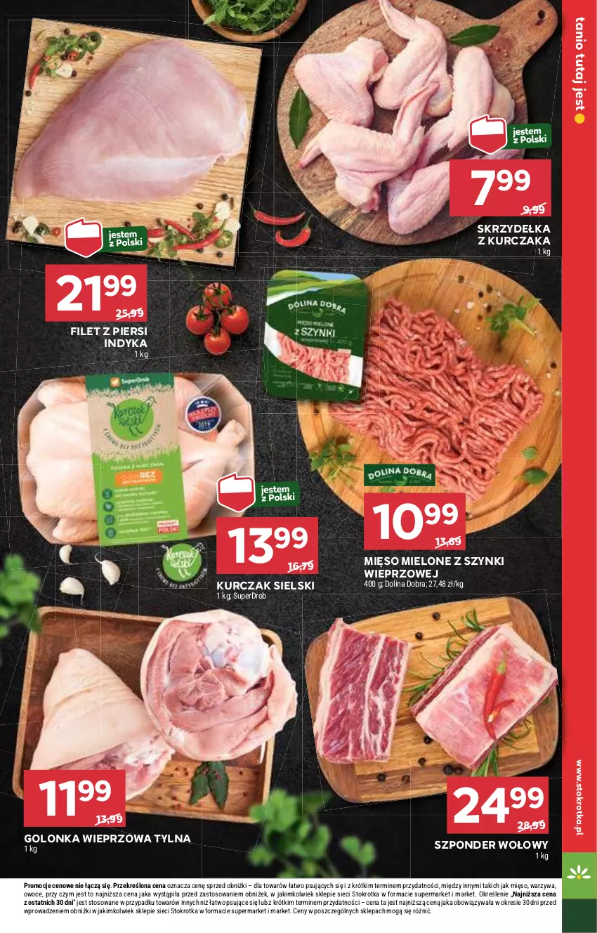 Gazetka promocyjna Stokrotka - Supermarket - ważna 10.10 do 16.10.2024 - strona 7 - produkty: Filet z piersi indyka, Golonka wieprzowa, Kurczak, Mięso, Mięso mielone, Mięso mielone z szynki, Owoce, Skrzydełka z kurczaka, Szponder wołowy, Warzywa