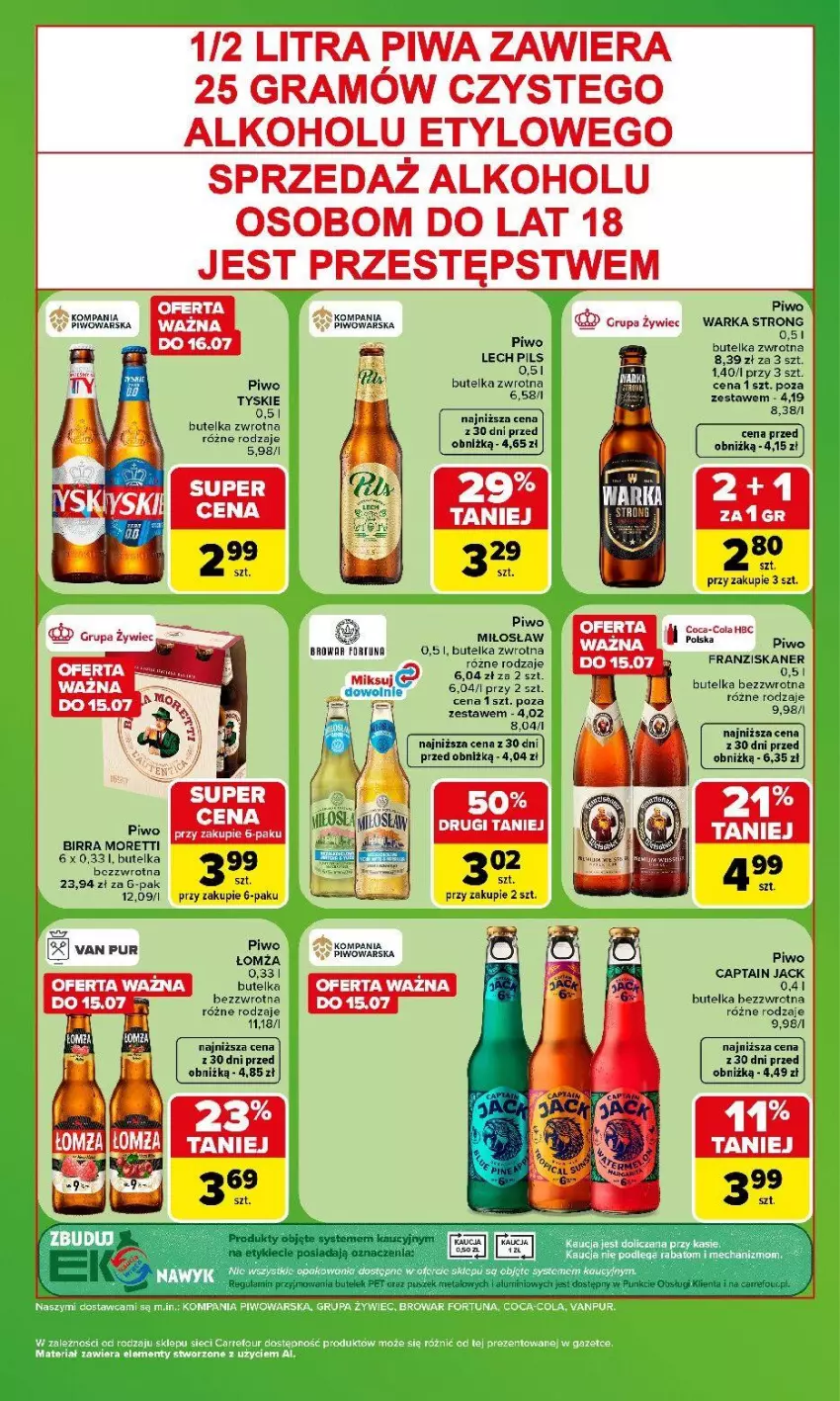 Gazetka promocyjna Carrefour - Gazetka Carrefour, Market Zakupowa taktyka kibica - ważna 13.07 do 18.07.2026 - strona 5 - produkty: Captain Jack, Fortuna, Gra, Piwa, Piwo, Skaner, Tyskie, Warka