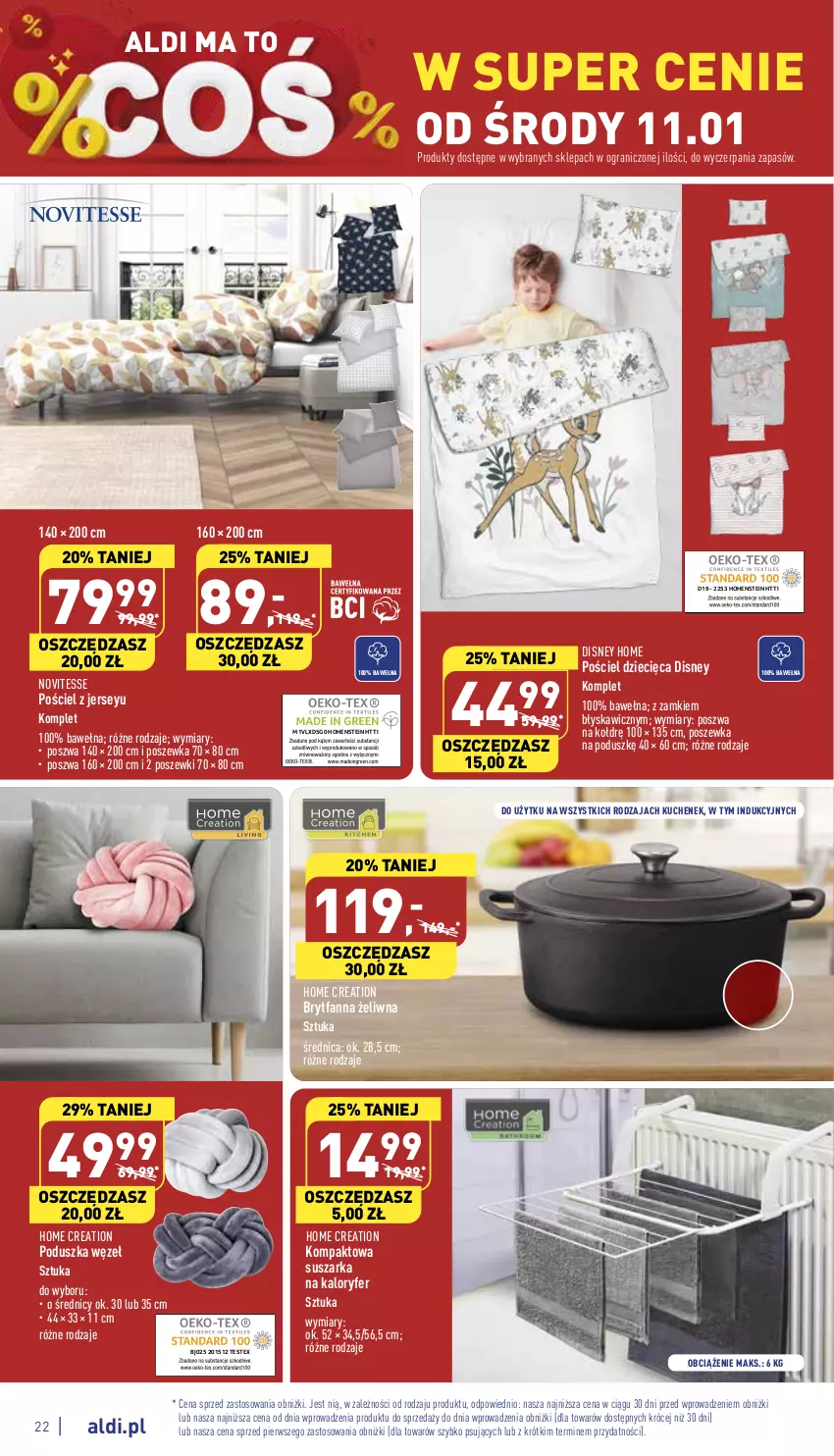 Gazetka promocyjna Aldi - Pełny katalog - ważna 09.01 do 14.01.2023 - strona 22 - produkty: Disney, Dzieci, Fa, Gra, Poduszka, Pościel, Poszewka, Suszarka, Wełna