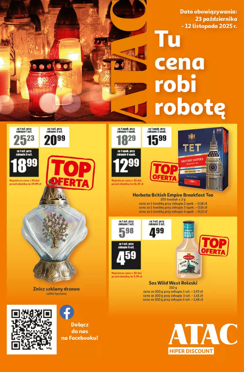 Gazetka promocyjna Auchan - ATAC Hiper Discount - ważna 23.10 do 12.11.2025 - strona 1 - produkty: Brit, Fa, Herbata, O nas, Sos, Top, Znicz