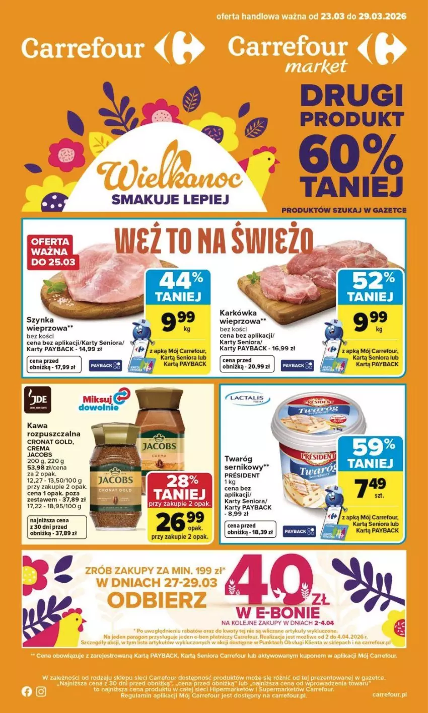 Gazetka promocyjna Carrefour - Gazetka Carrefour, Market od poniedziałku! - ważna 23.03 do 29.03.2026 - strona 1 - produkty: Jacobs, Kawa, Kawa rozpuszczalna, Ser, Sos