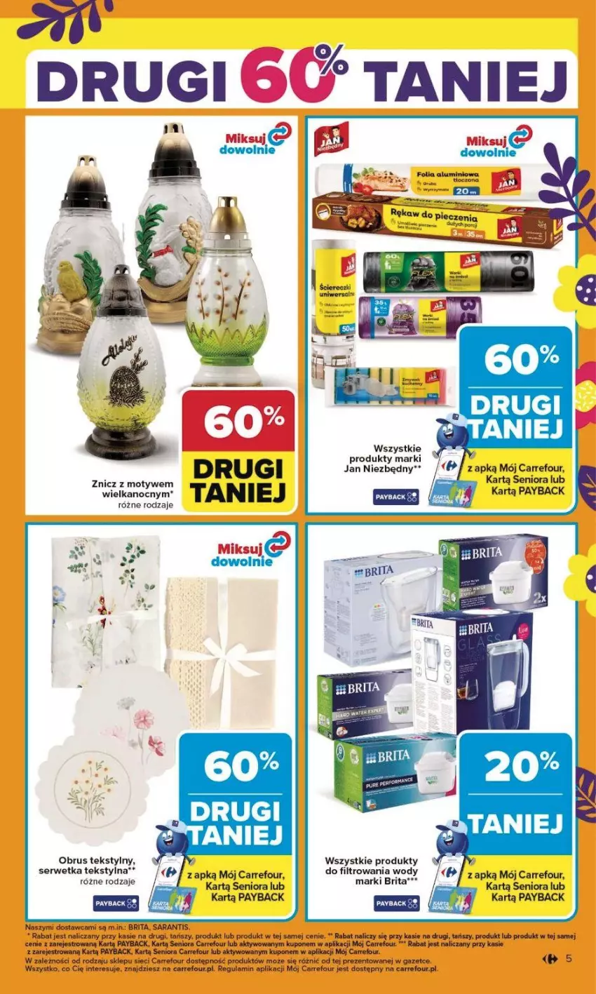Gazetka promocyjna Carrefour - Gazetka Carrefour, Market od poniedziałku! - ważna 23.03 do 29.03.2026 - strona 11 - produkty: Brit, Brita, Fa, Jan Niezbędny, Obrus, Piec, Rękaw do pieczenia, Ser, Znicz