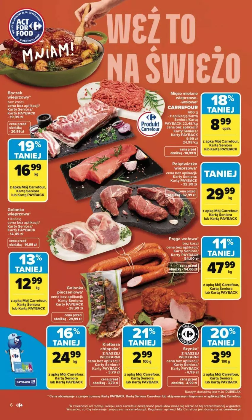 Gazetka promocyjna Carrefour - Gazetka Carrefour, Market od poniedziałku! - ważna 23.03 do 29.03.2026 - strona 12 - produkty: Boczek, Boczek wieprzowy, Fa, Kiełbasa, Piec, Polędwiczka wieprzowa, Pręga wołowa, Szynka