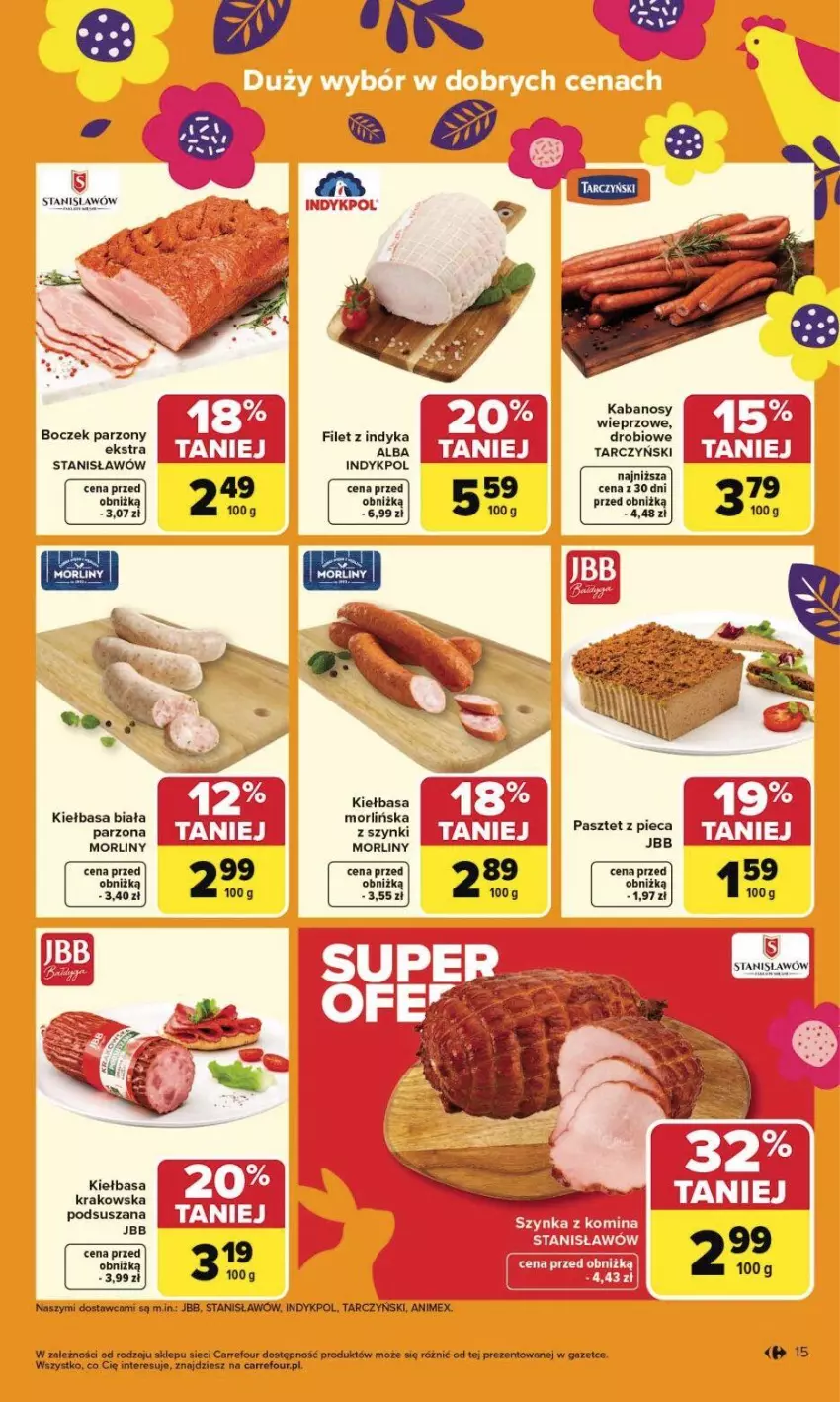 Gazetka promocyjna Carrefour - Gazetka Carrefour, Market od poniedziałku! - ważna 23.03 do 29.03.2026 - strona 21 - produkty: Boczek, Kabanos, Kiełbasa, Kiełbasa biała, Morliny, Pasztet, Piec, Szynka, Tarczyński