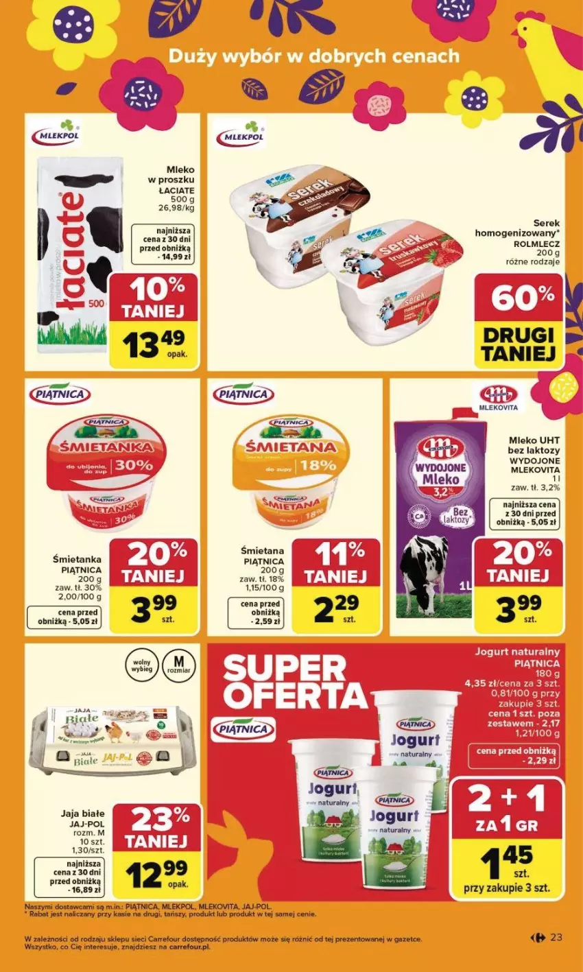 Gazetka promocyjna Carrefour - Gazetka Carrefour, Market od poniedziałku! - ważna 23.03 do 29.03.2026 - strona 29 - produkty: Jaja, Jogurt, Mleko, Mlekovita, Piątnica, Ser, Serek