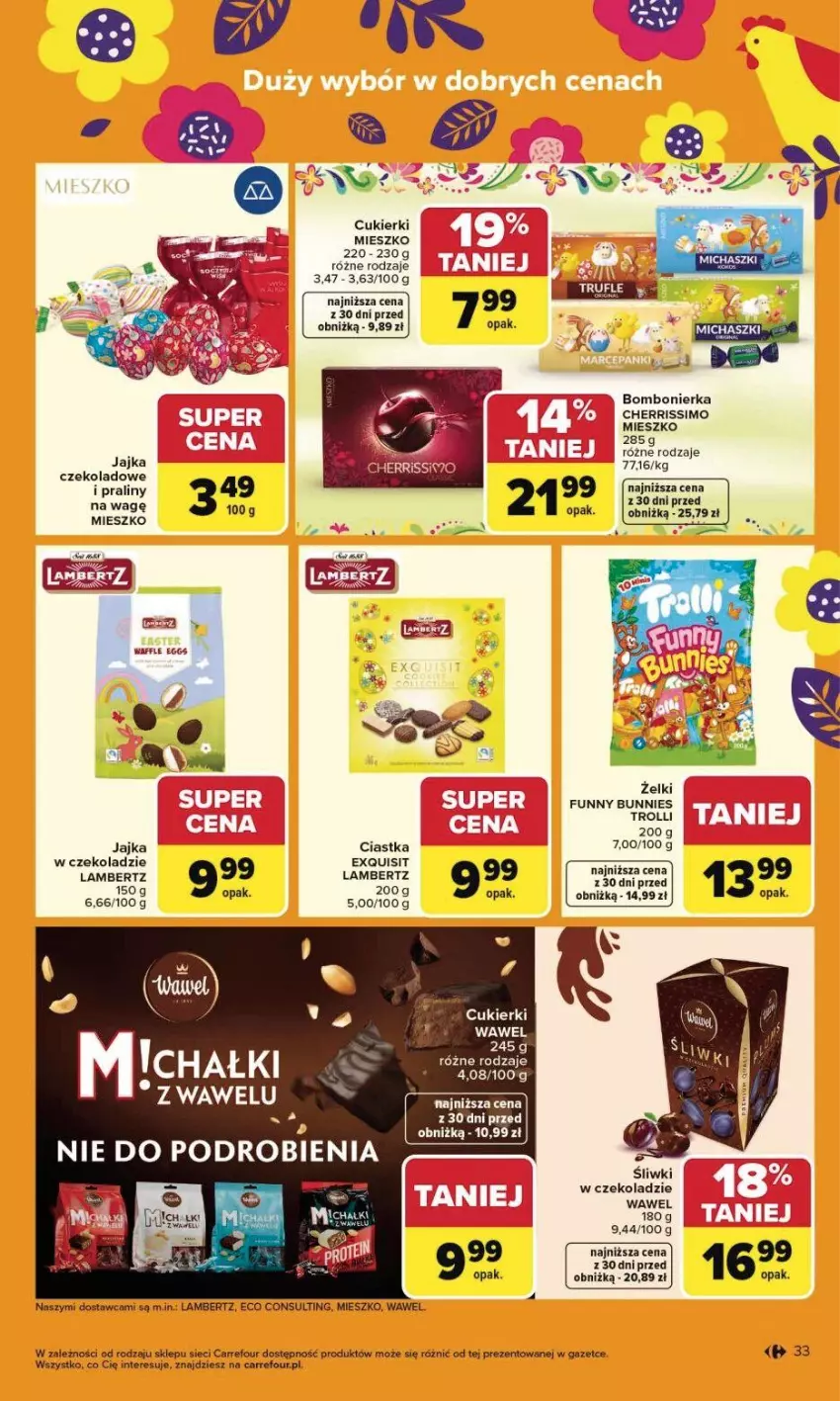 Gazetka promocyjna Carrefour - Gazetka Carrefour, Market od poniedziałku! - ważna 23.03 do 29.03.2026 - strona 39 - produkty: Ciastka, Cukier, Cukierki, Fa, Praliny, Wawel