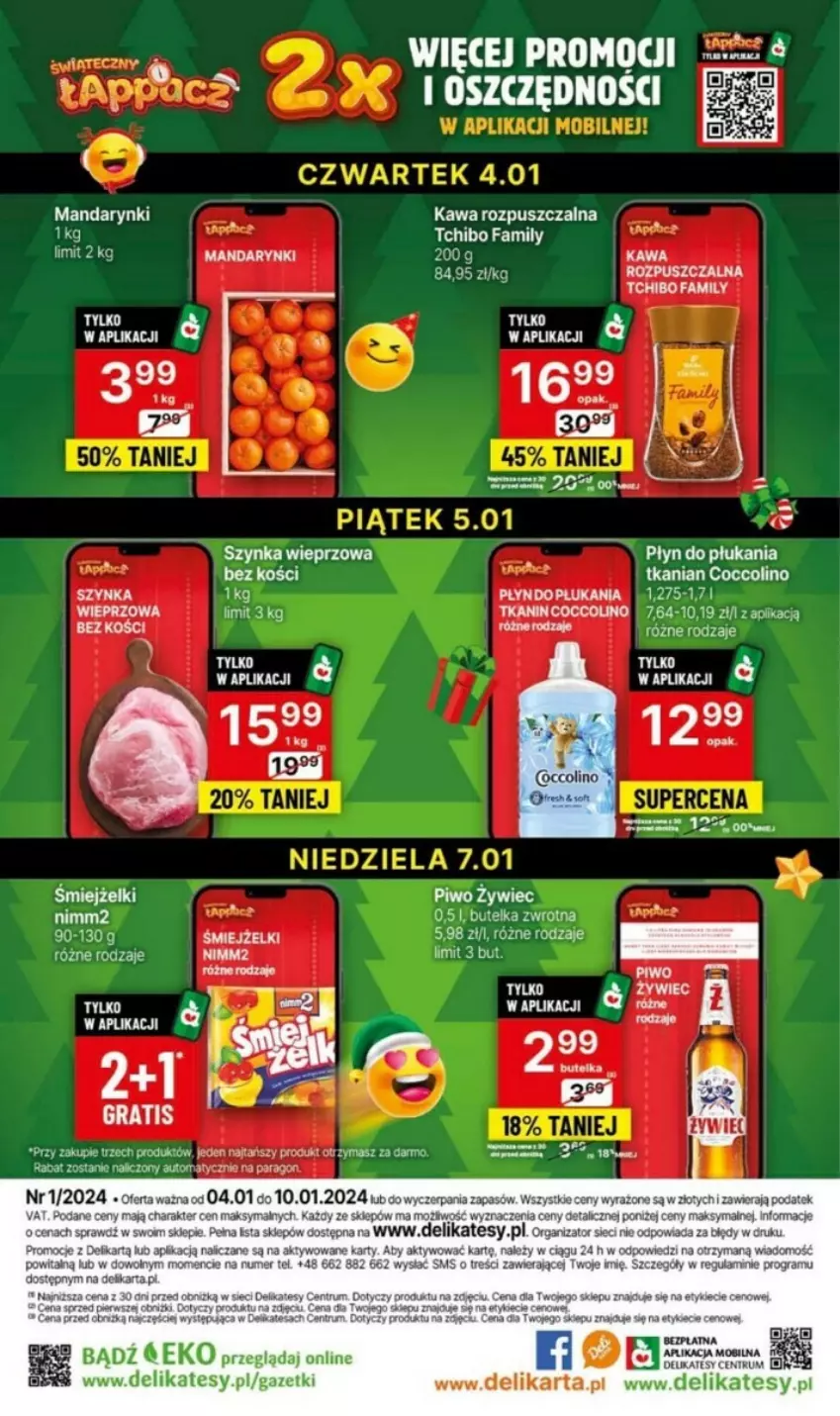 Gazetka promocyjna Delikatesy Centrum - ważna 04.01 do 10.01.2024 - strona 17 - produkty: Coccolino, Fa, Kawa, Kawa rozpuszczalna, Mobil, Nimm2, Piwo, Płyn do płukania, Rum, Szynka, Szynka wieprzowa, Tchibo, Tchibo Family