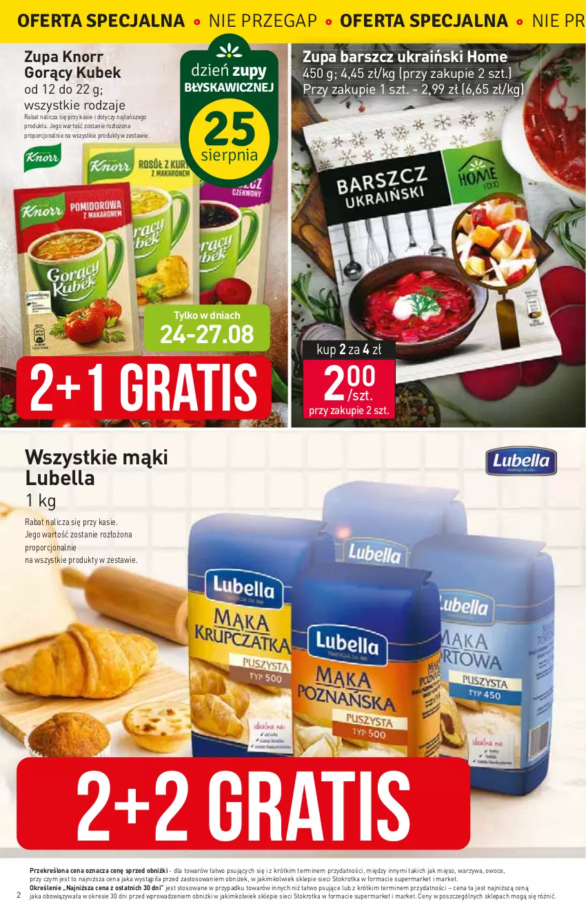 Gazetka promocyjna Stokrotka - Supermarket - ważna 24.08 do 30.08.2023 - strona 2 - produkty: Bell, Bella, Gra, Knorr, Kubek, Lubella, Mięso, Owoce, Por, Warzywa, Zupa