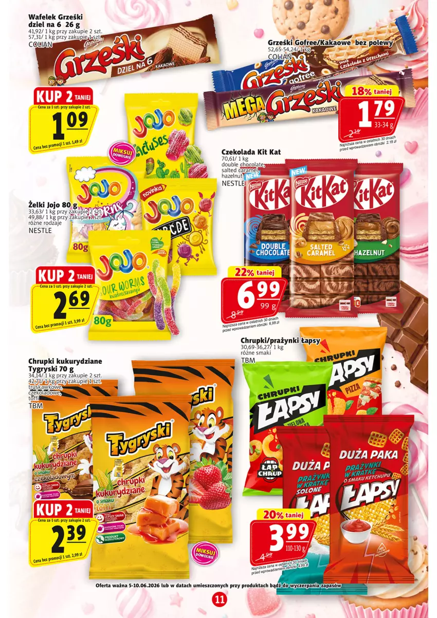 Gazetka promocyjna Prim Market - ważna 05.06 do 10.06.2026 - strona 11 - produkty: Chrupki, Czekolada, Gry, Grześki, Kakao, Kit Kat, Napoje, Nuty, Wafelek