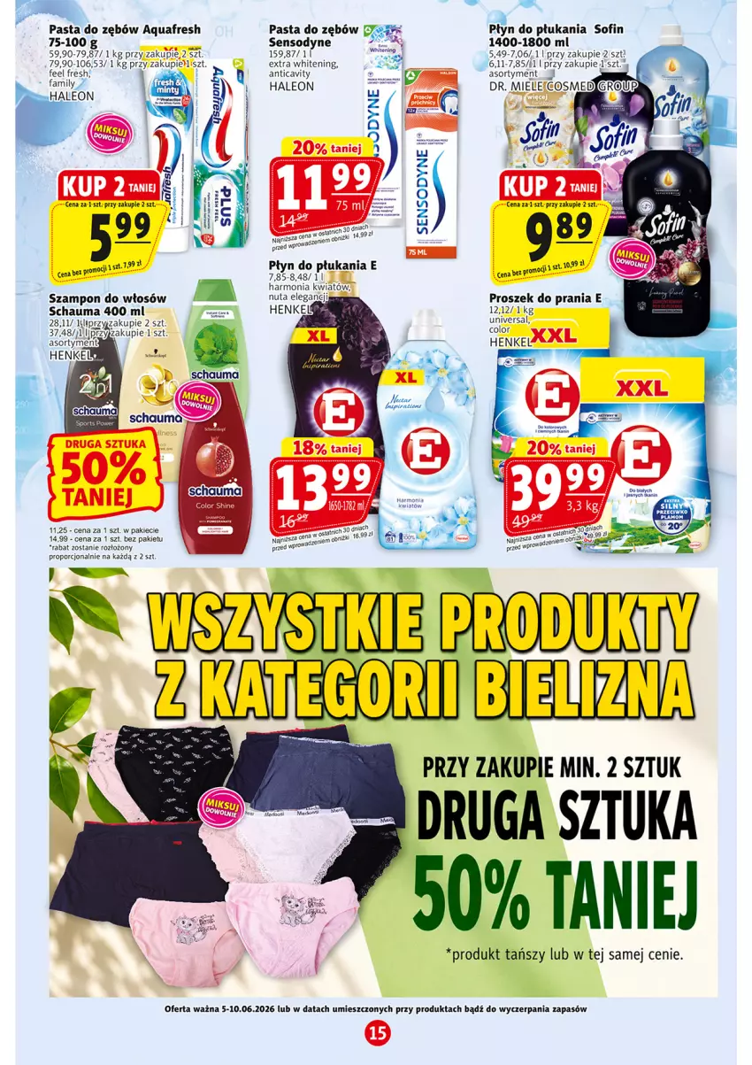 Gazetka promocyjna Prim Market - ważna 05.06 do 10.06.2026 - strona 15 - produkty: Aquafresh, Fa, Leon, Pasta do zębów, Płyn do płukania, Por, Proszek do prania, Schauma, Sensodyne, Szampon