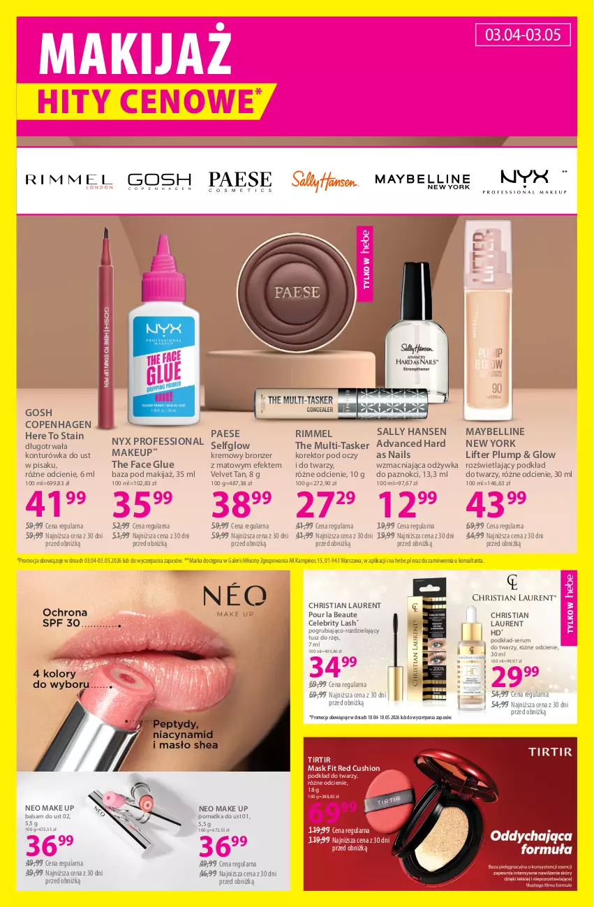 Gazetka promocyjna Hebe - Gazetka - ważna 18.04 do 03.05.2026 - strona 10 - produkty: Balsam do ust, Bell, Brit, Bronzer, Fa, Gosh, Konturówka do ust, Laur, Makijaż, Maybelline, Odżywka, PAESE, Podkład, Podkład do twarzy, Rum, Sally Hansen, Ser, Serum, Serum do twarzy, Tusz, Velvet