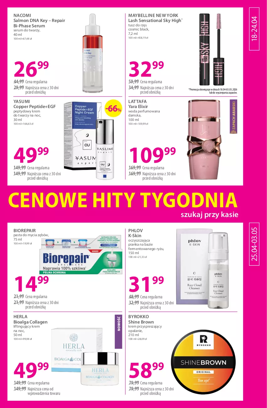 Gazetka promocyjna Hebe - Gazetka - ważna 18.04 do 03.05.2026 - strona 13 - produkty: Bell, Biorepair, Fa, Krem do twarzy, Krem na noc, Lack, LG, Maybelline, Nacomi, Perfum, Rum, Ryż, Sati, Ser, Serum, Serum do twarzy, Tusz, Woda, Woda perfumowana