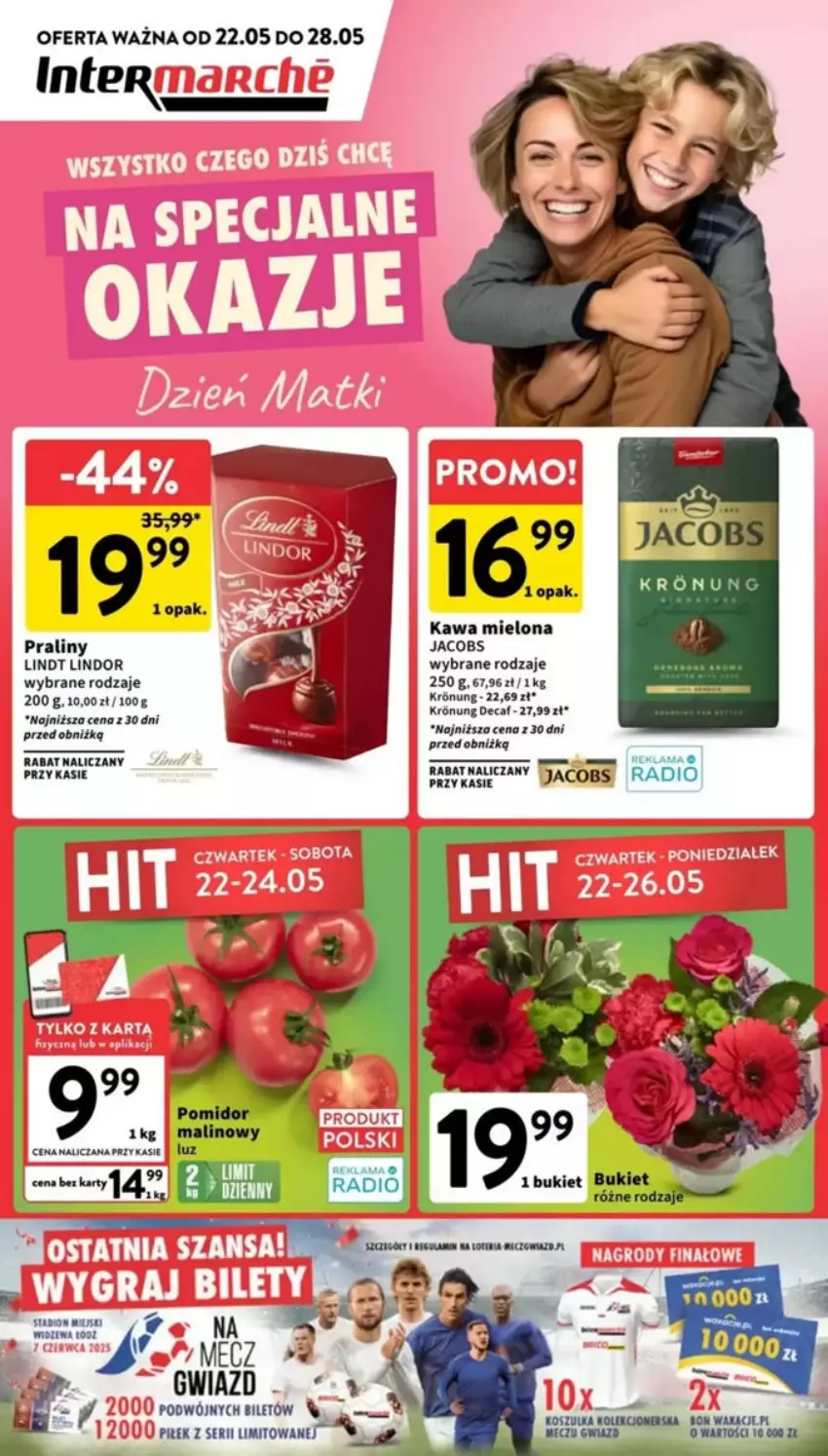 Gazetka promocyjna Intermarche - ważna 22.05 do 28.05.2025 - strona 1 - produkty: Jacobs, Kawa, Kawa mielona, Lindor, Lindt, Praliny, Ser