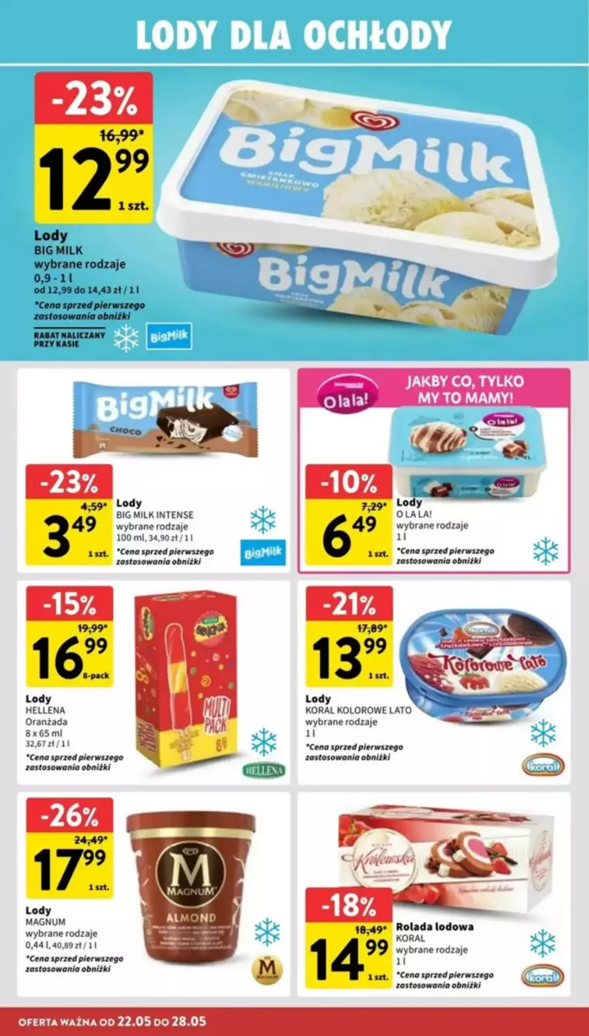 Gazetka promocyjna Intermarche - ważna 22.05 do 28.05.2025 - strona 17 - produkty: Big Milk, Hellena, Lody, Oranżada, Rolada