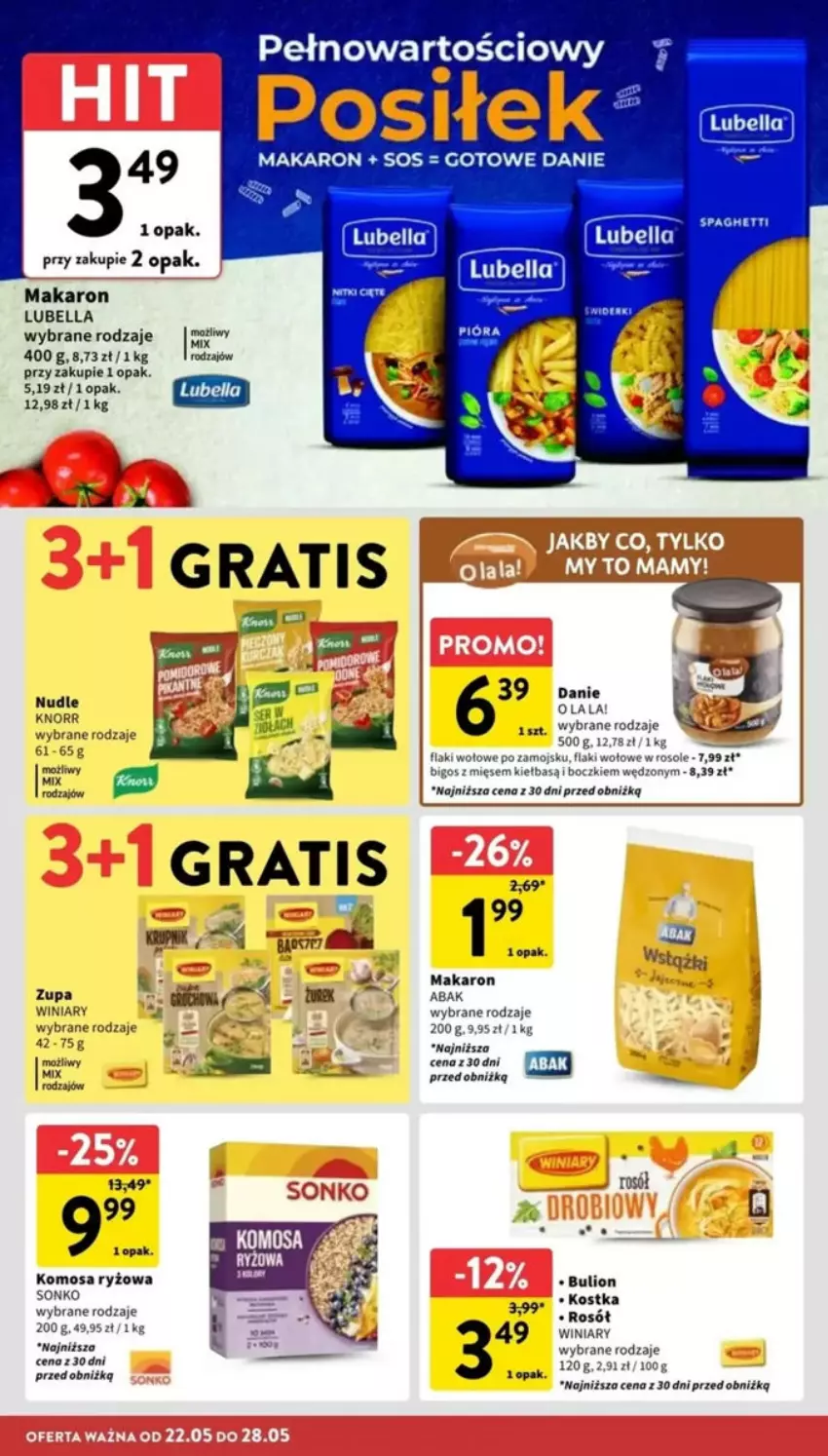 Gazetka promocyjna Intermarche - ważna 22.05 do 28.05.2025 - strona 19 - produkty: Bell, Bella, Bulion, Flaki, Flaki wołowe, Gra, LG, Lion, Lubella, Makaron, Rosół, Ryż, Sonko, Sos, Spaghetti, Winiary, Zupa