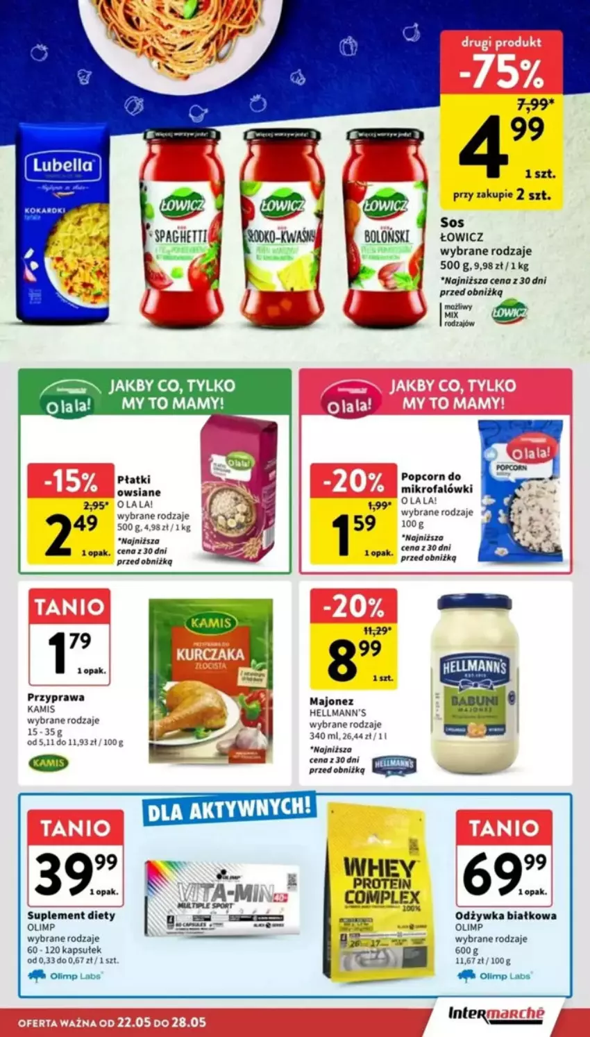 Gazetka promocyjna Intermarche - ważna 22.05 do 28.05.2025 - strona 20 - produkty: Fa, Majonez, Odżywka, Popcorn, Por, Sos, Spaghetti, Sport, Suplement diety