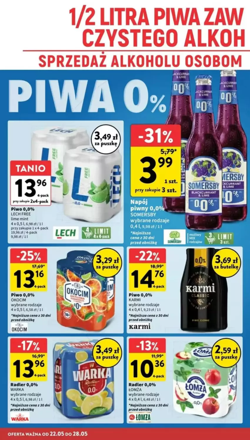 Gazetka promocyjna Intermarche - ważna 22.05 do 28.05.2025 - strona 21 - produkty: Karmi, Koc, Okocim, Piwo, Radler, Somersby, Warka