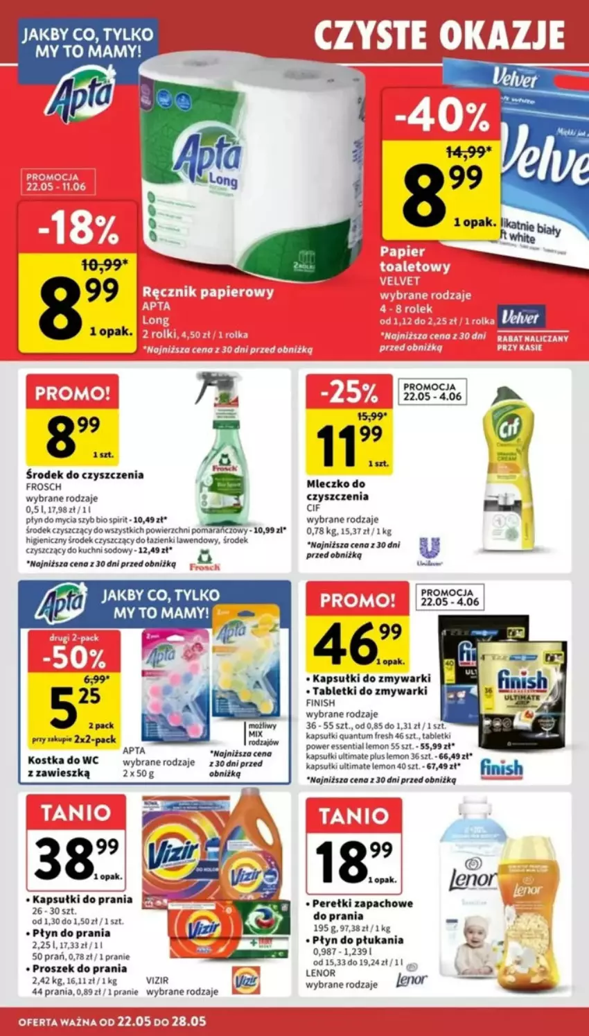 Gazetka promocyjna Intermarche - ważna 22.05 do 28.05.2025 - strona 26 - produkty: Cif, Fa, Finish, Frosch, Kostka do wc, Lenor, Mleczko, Płyn do mycia, Płyn do płukania, Płyn do prania, Proszek do prania, Tablet, Tabletki do zmywarki, Zmywarki
