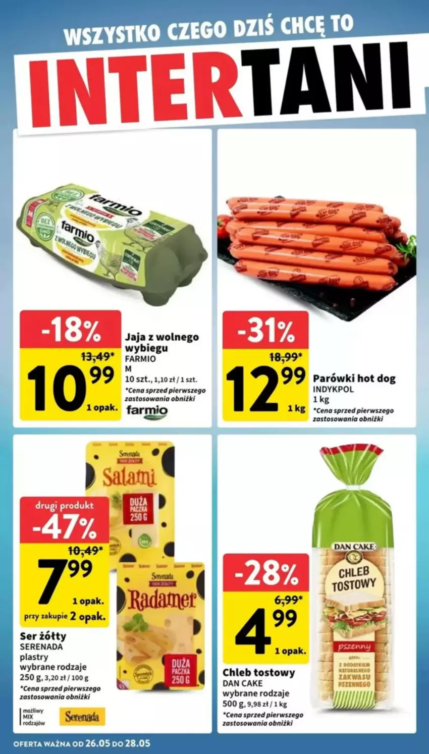 Gazetka promocyjna Intermarche - ważna 22.05 do 28.05.2025 - strona 28 - produkty: Chleb, Chleb tostowy, Dan Cake, Fa, Hot dog, Jaja, Parówki, Parówki hot dog, Ser