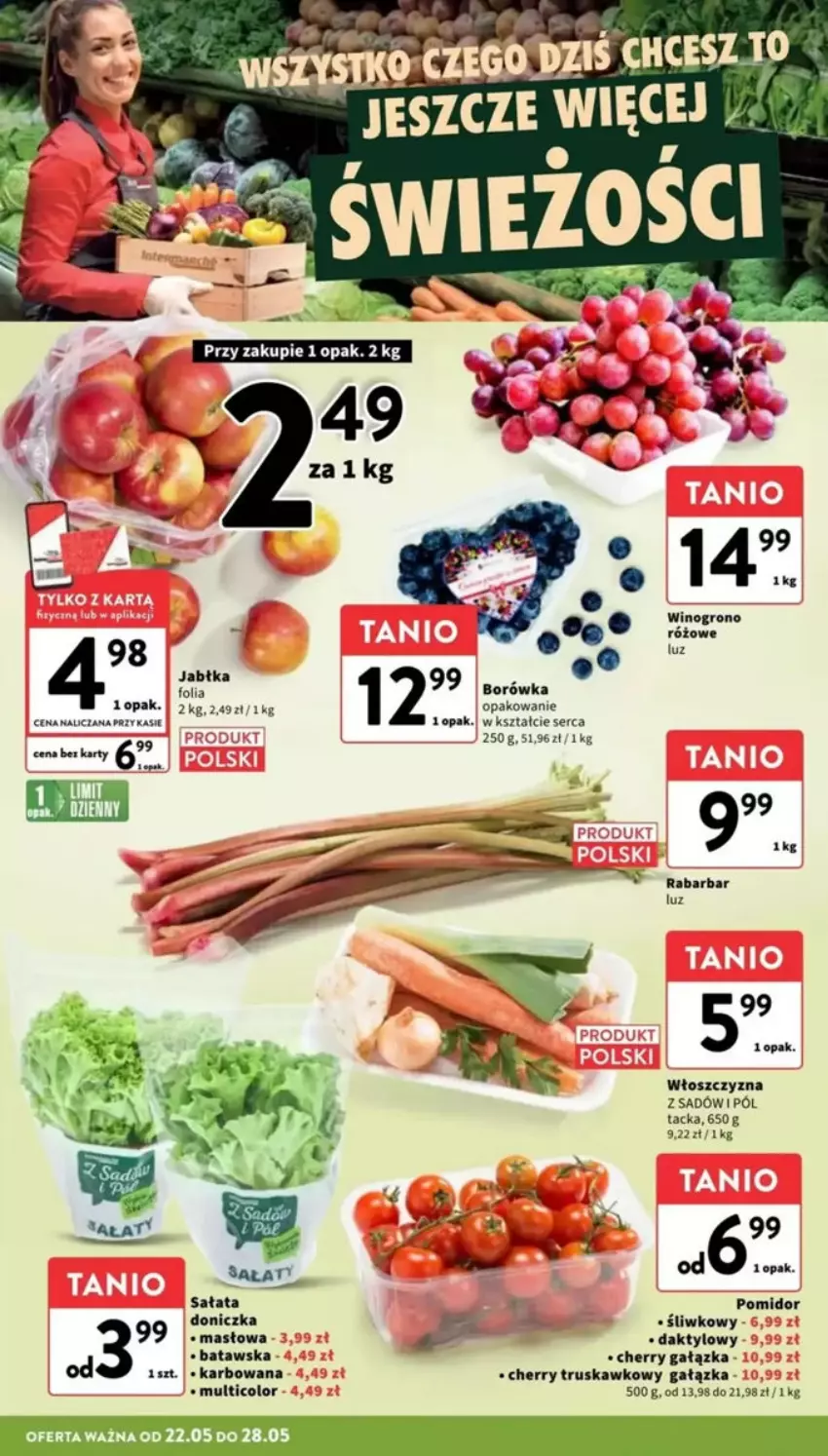 Gazetka promocyjna Intermarche - ważna 22.05 do 28.05.2025 - strona 8 - produkty: Borówka, Jabłka, Masło, Sałat, Ser