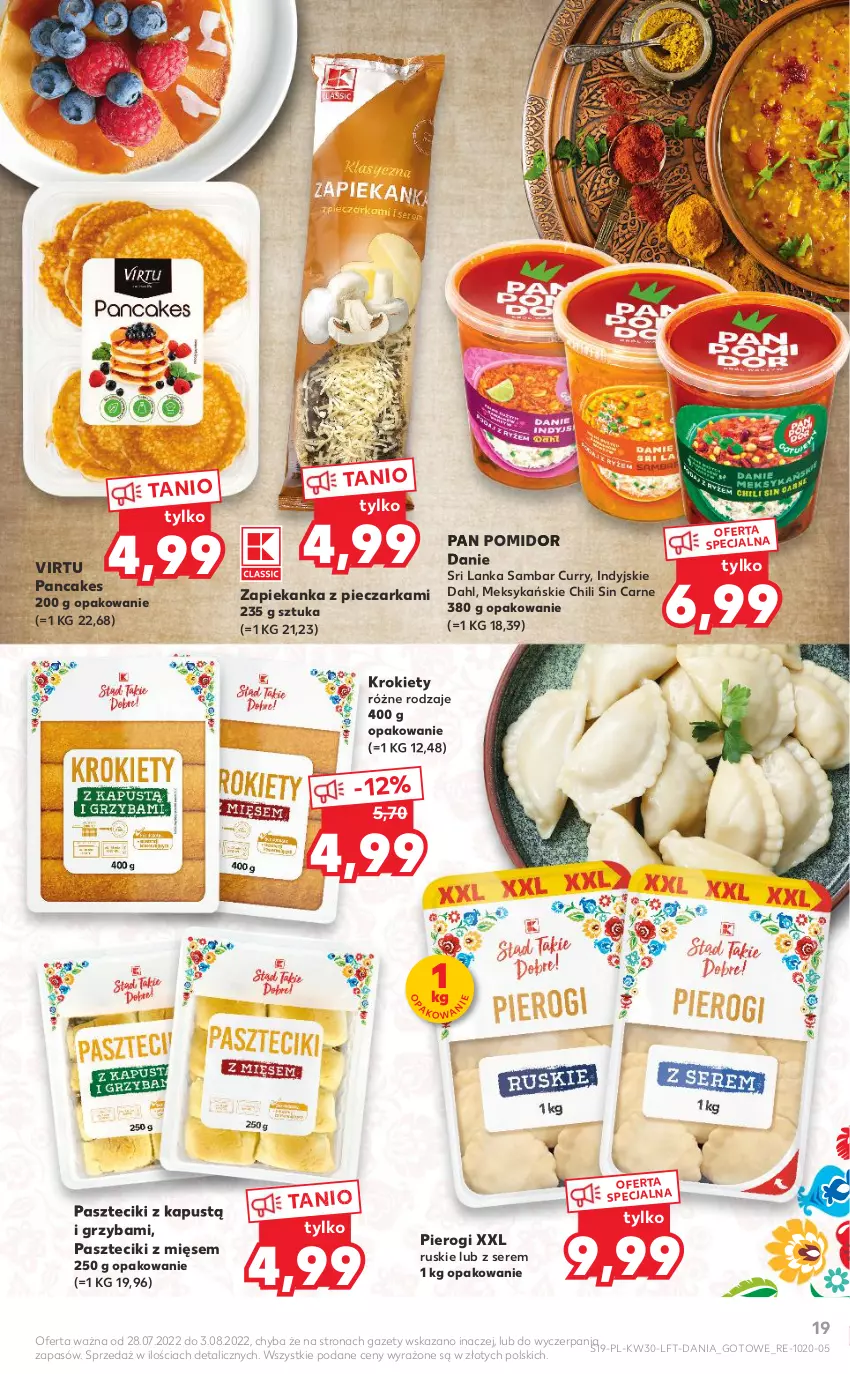 Gazetka promocyjna Kaufland - OFERTA TYGODNIA - ważna 28.07 do 03.08.2022 - strona 19 - produkty: Kapustą, Krokiety, Piec, Pieczarka, Pierogi, Ser, Virtu, Zapiekanka