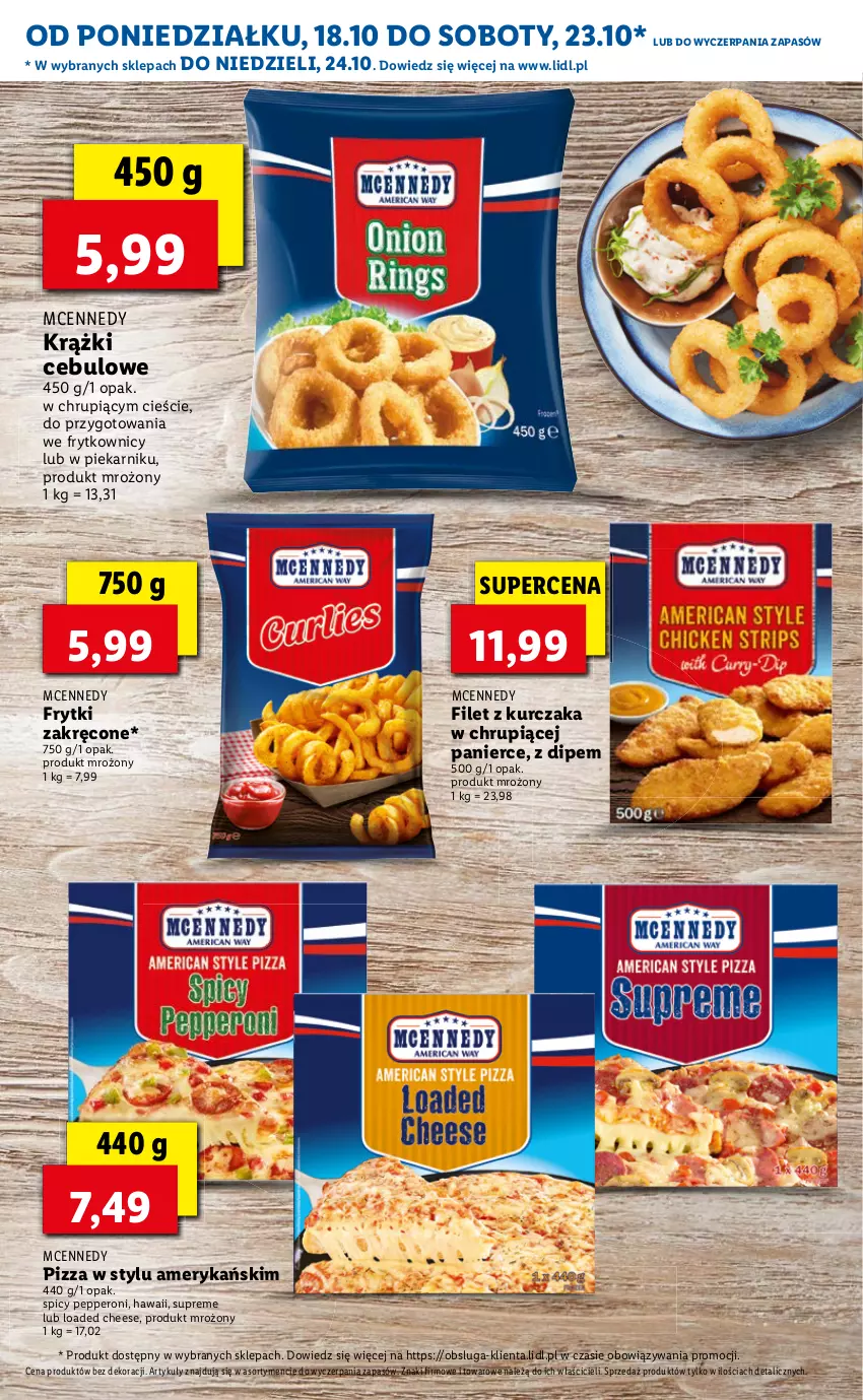 Gazetka promocyjna Lidl - KATALOG Z OFERTĄ W STYLU USA - ważna 18.10 do 22.10.2021 - strona 17 - produkty: Frytki, Krążki cebulowe, Kurczak, Piekarnik, Pizza