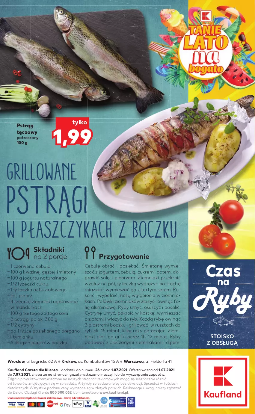 Gazetka promocyjna Kaufland - RYBY - ważna 01.07 do 07.07.2021 - strona 2 - produkty: Cebula, Cytryny, Fa, Grill, Jogurt, Piec, Pieprz, Płaszcz, Por, Pstrąg, Pstrąg tęczowy, Ser, Sól, Wagi, Ziemniaki